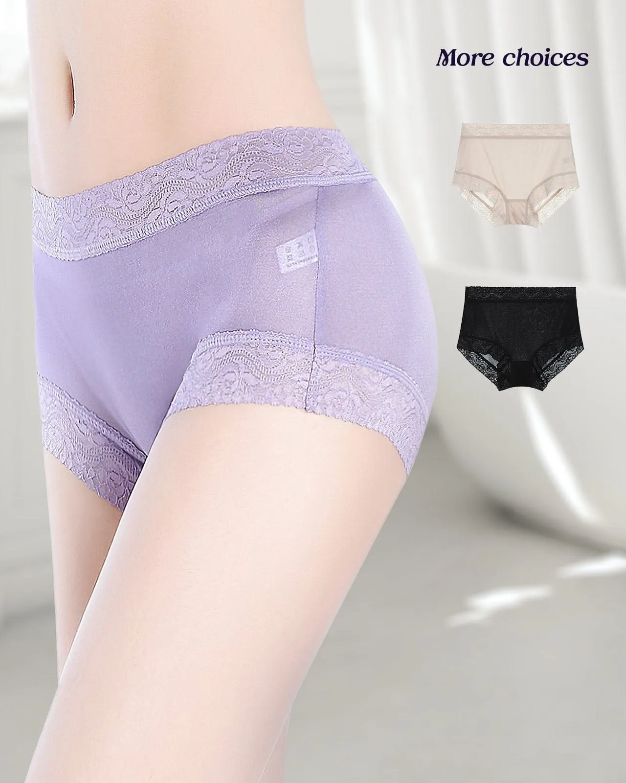 FEELITS Royal Mulberry Silk. Extreme Comfort Mid-Waist Knitted Hipster silk panties For Women