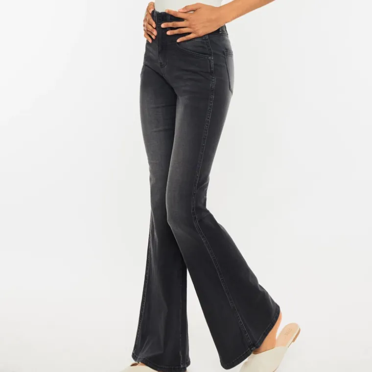 Finley Black Wash High Rise Flare Jeans