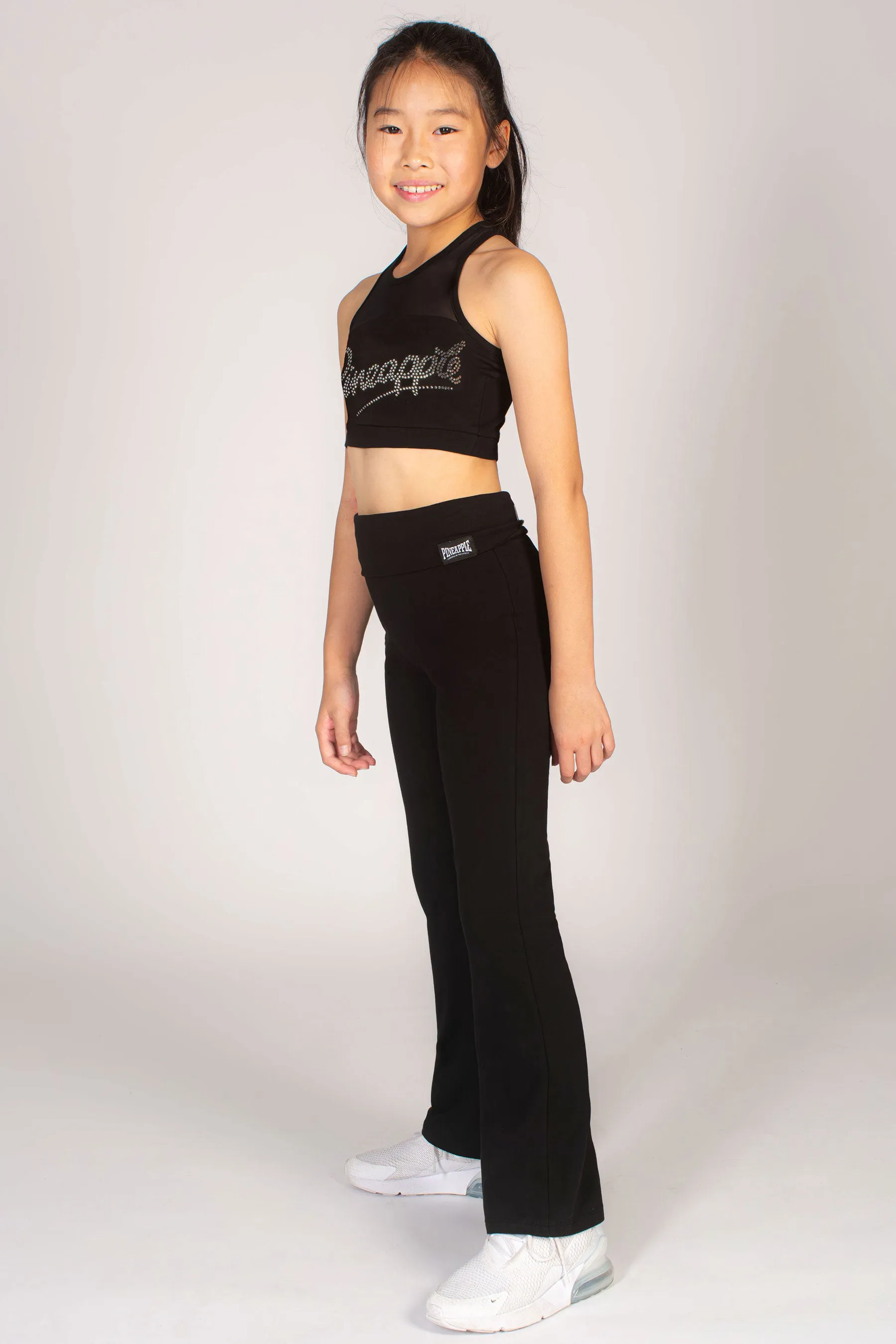 Foldover Waistband Jersey Flare Trousers