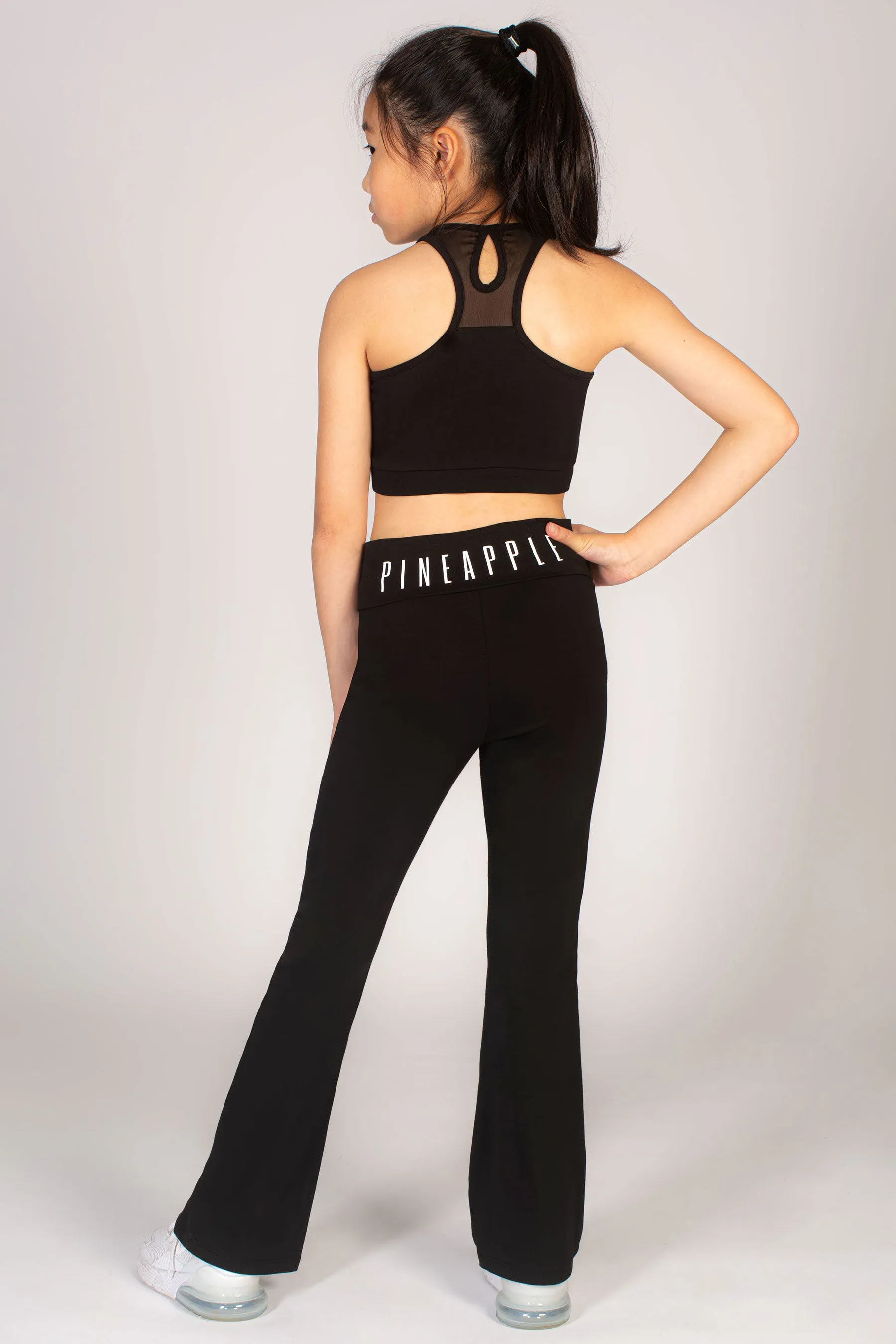 Foldover Waistband Jersey Flare Trousers