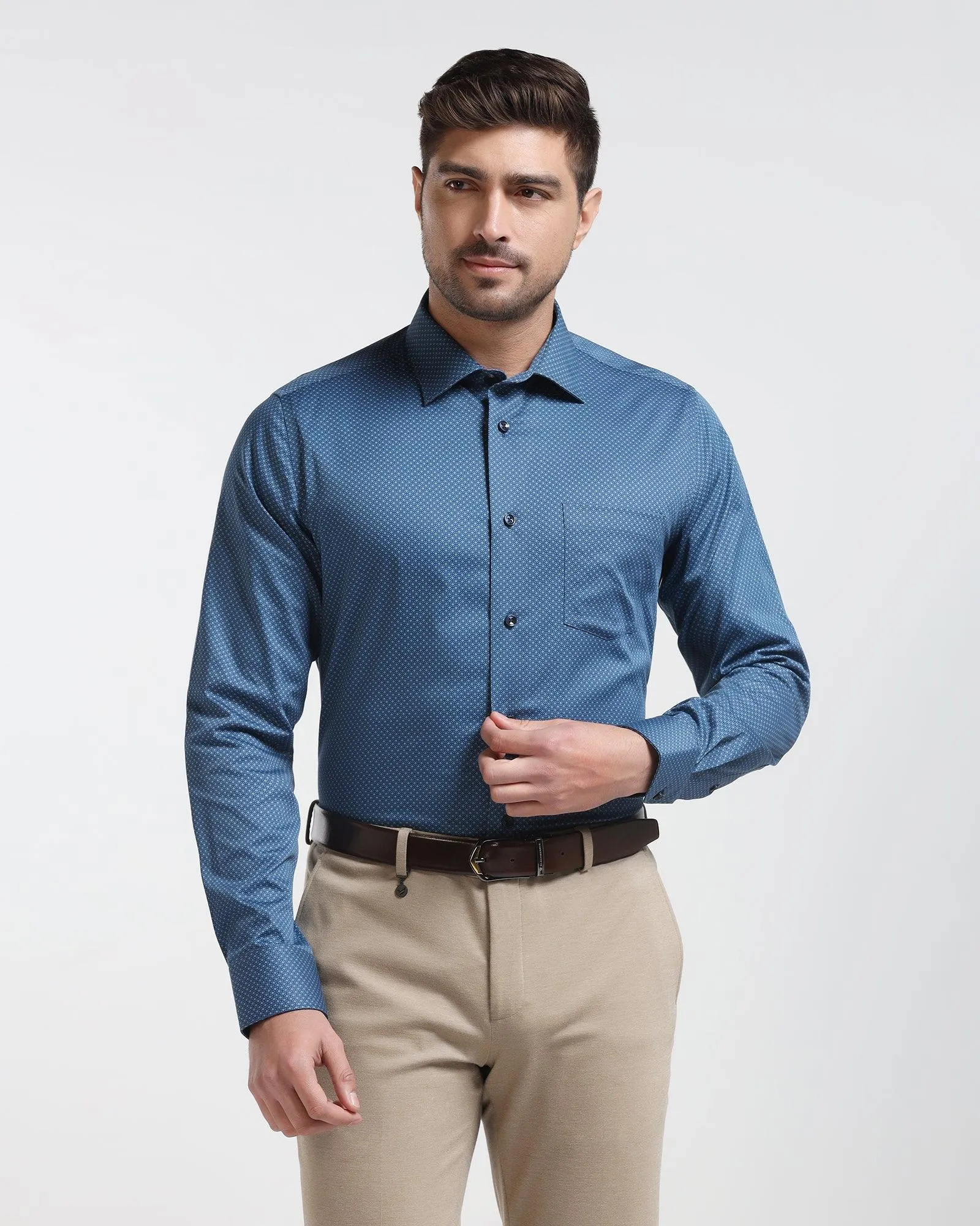 Formal Blue Printed Shirt - Brion