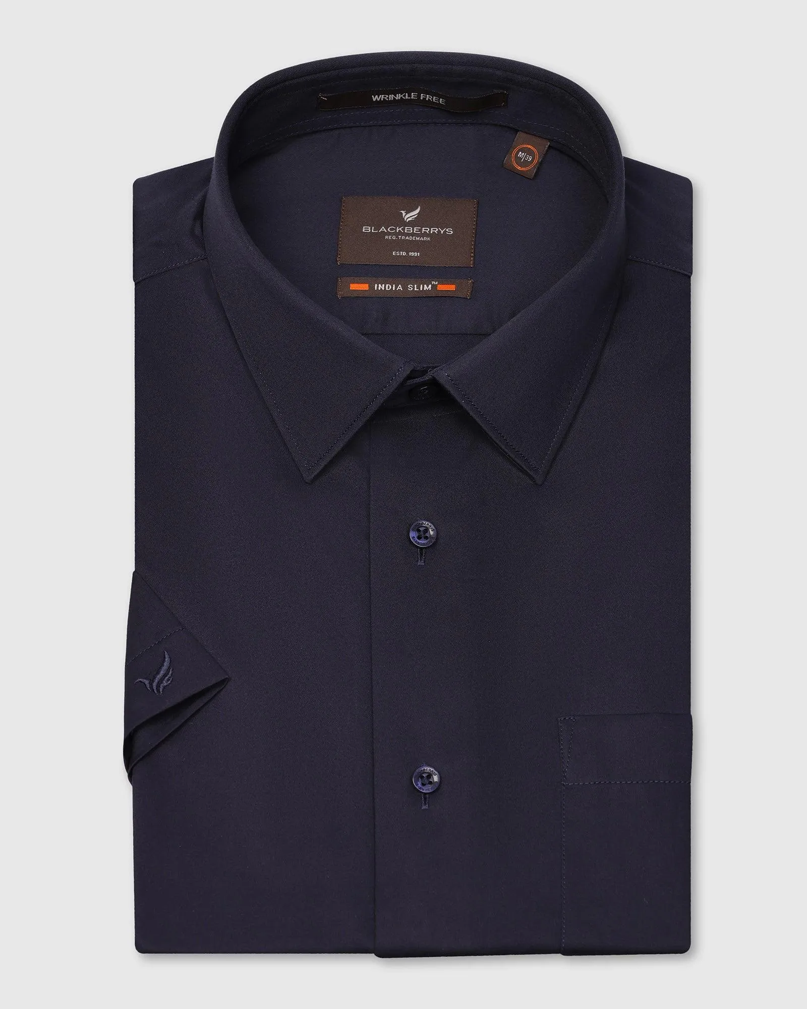 Formal Half Sleeve Navy Solid Shirt - Matiz