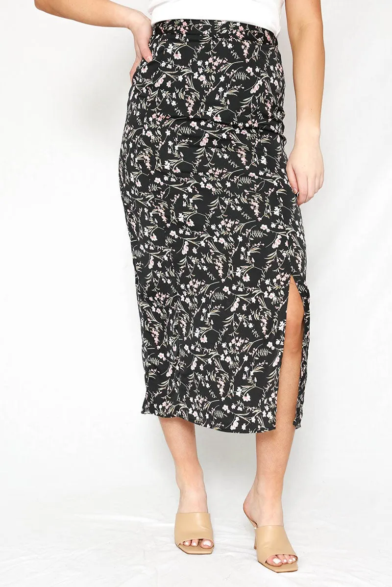 Front slit midi skirt