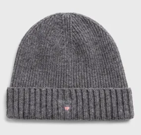 GANT Wool-Lined Beanie Dark Grey Melange