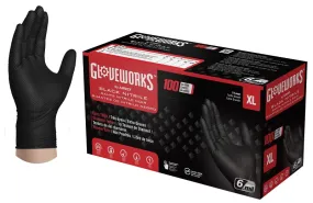 Gloveworks GWBN48100 Heavy-Duty Disposable Gloves, XL, Nitrile, Powder-Free, Black, 9-1/2 in L :BX100: QUANTITY: 1