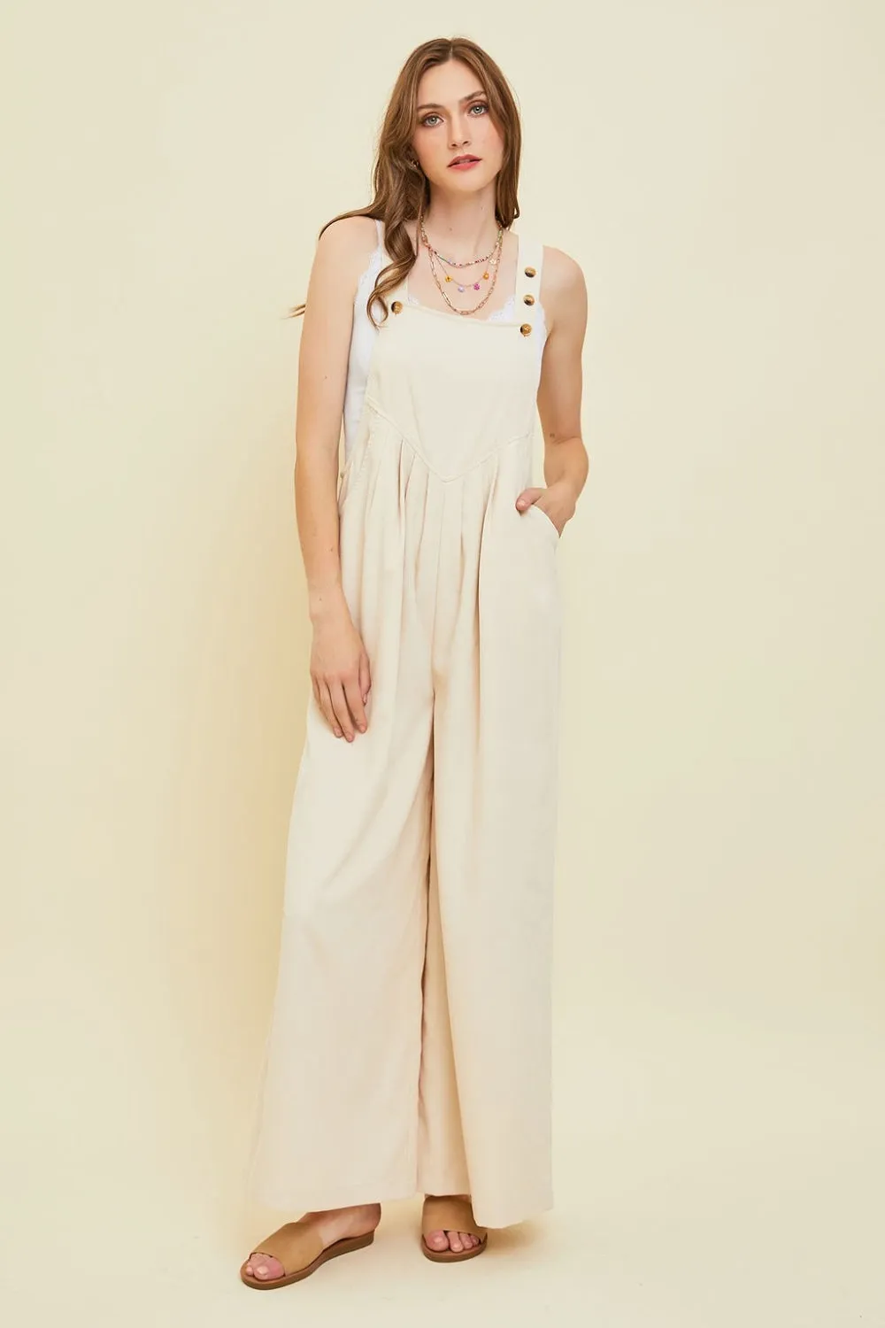 Gooby Corduroy Sleeveless Wide-Leg Overall