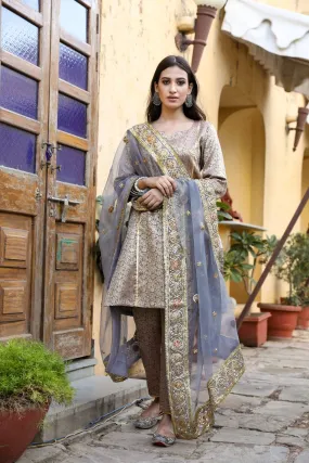 Grey Suit Set with Dupatta