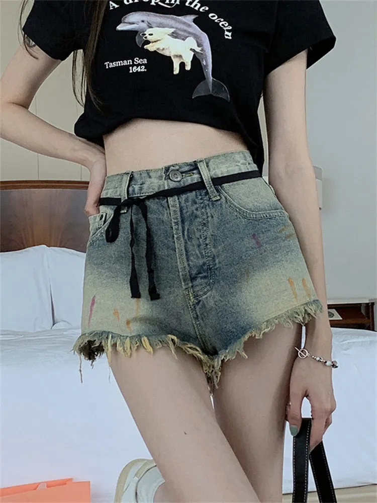 Grunge Denim Shorts