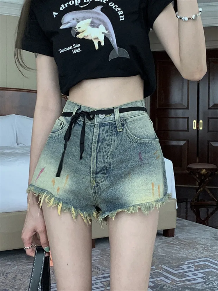 Grunge Denim Shorts