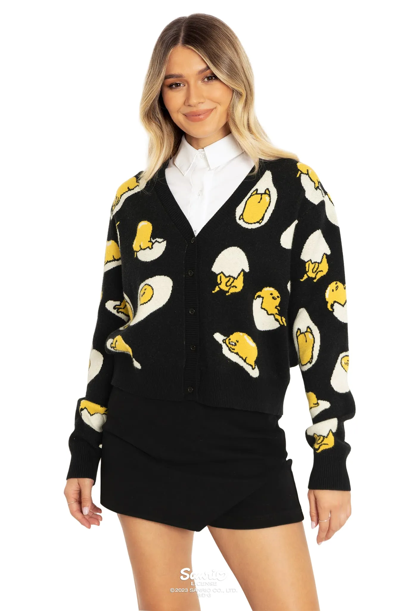 Gudetama Black Cropped Cardigan