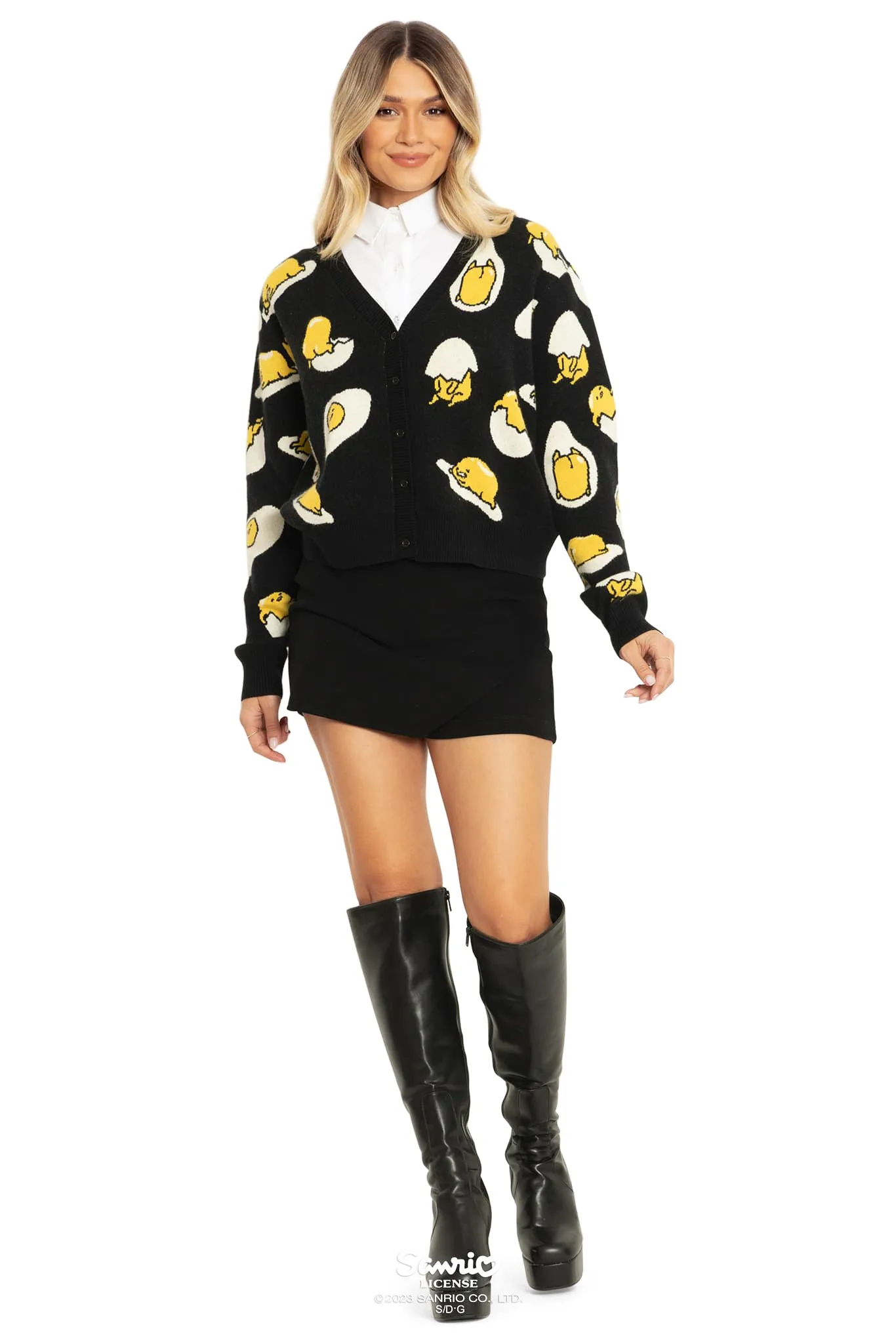 Gudetama Black Cropped Cardigan