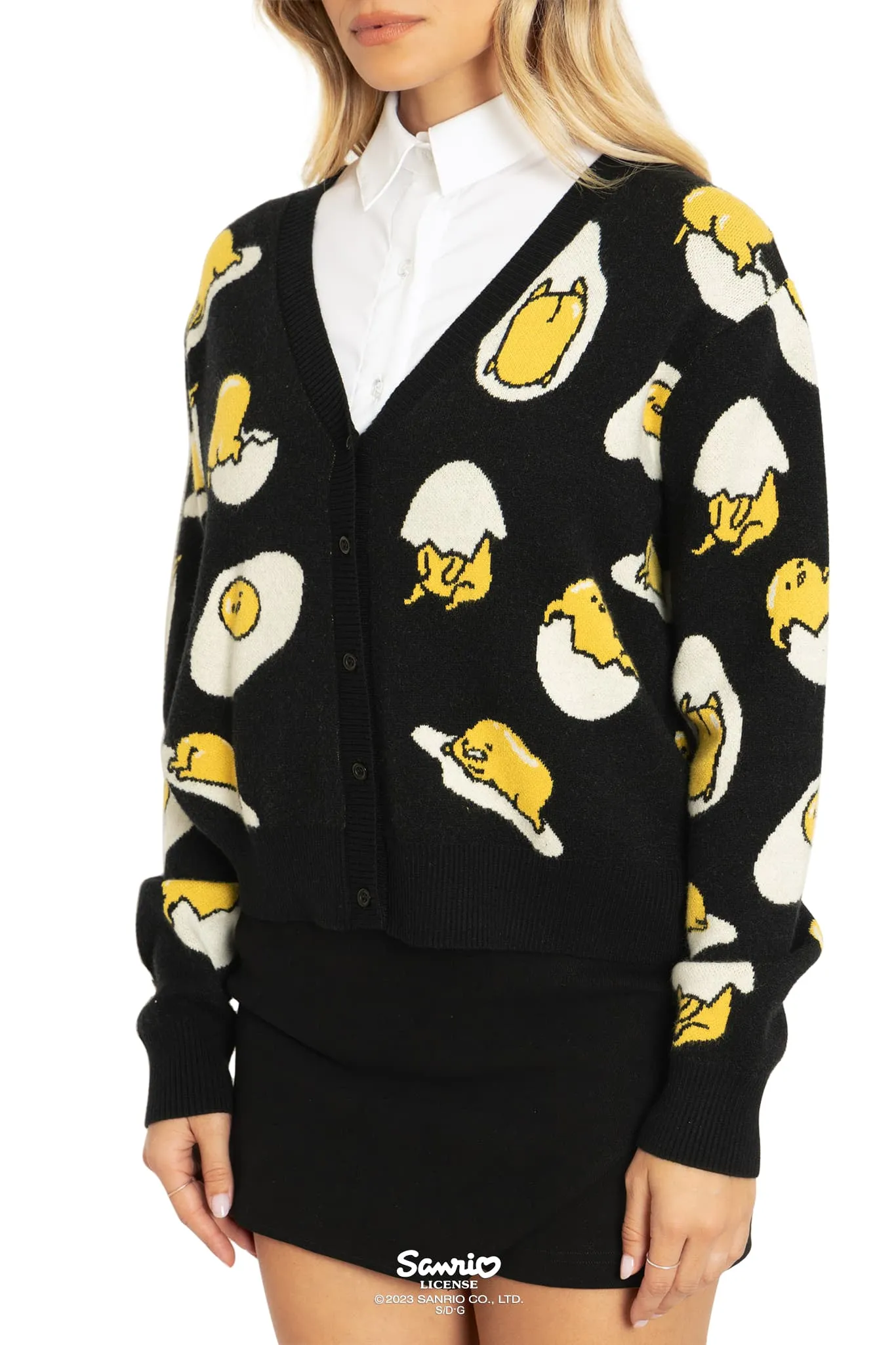 Gudetama Black Cropped Cardigan