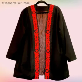 Hand Embroidered Cardigan Jacket with Tree & Moon Embroidery Pattern