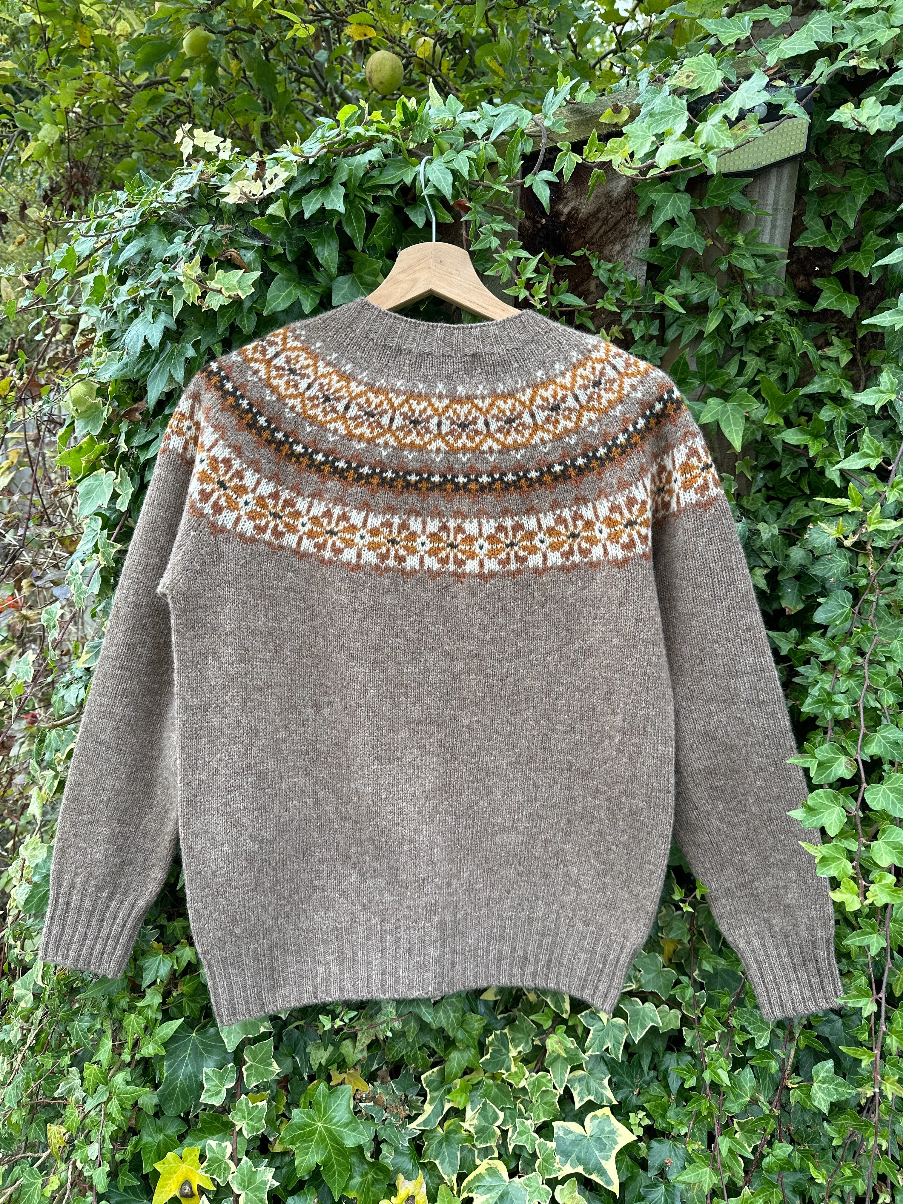 Harley Of Scotland Nutmeg Fairisle Cardigan