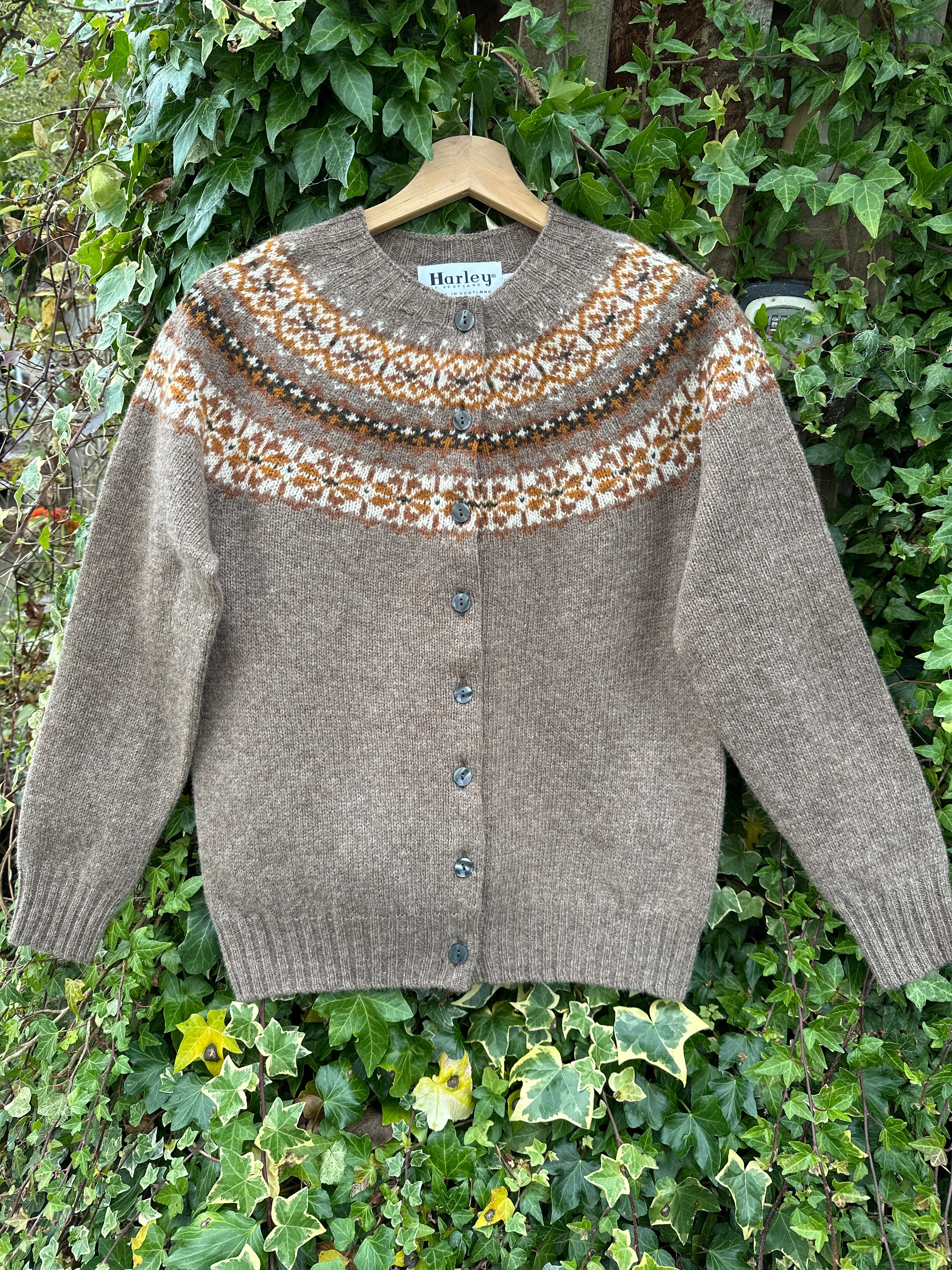 Harley Of Scotland Nutmeg Fairisle Cardigan