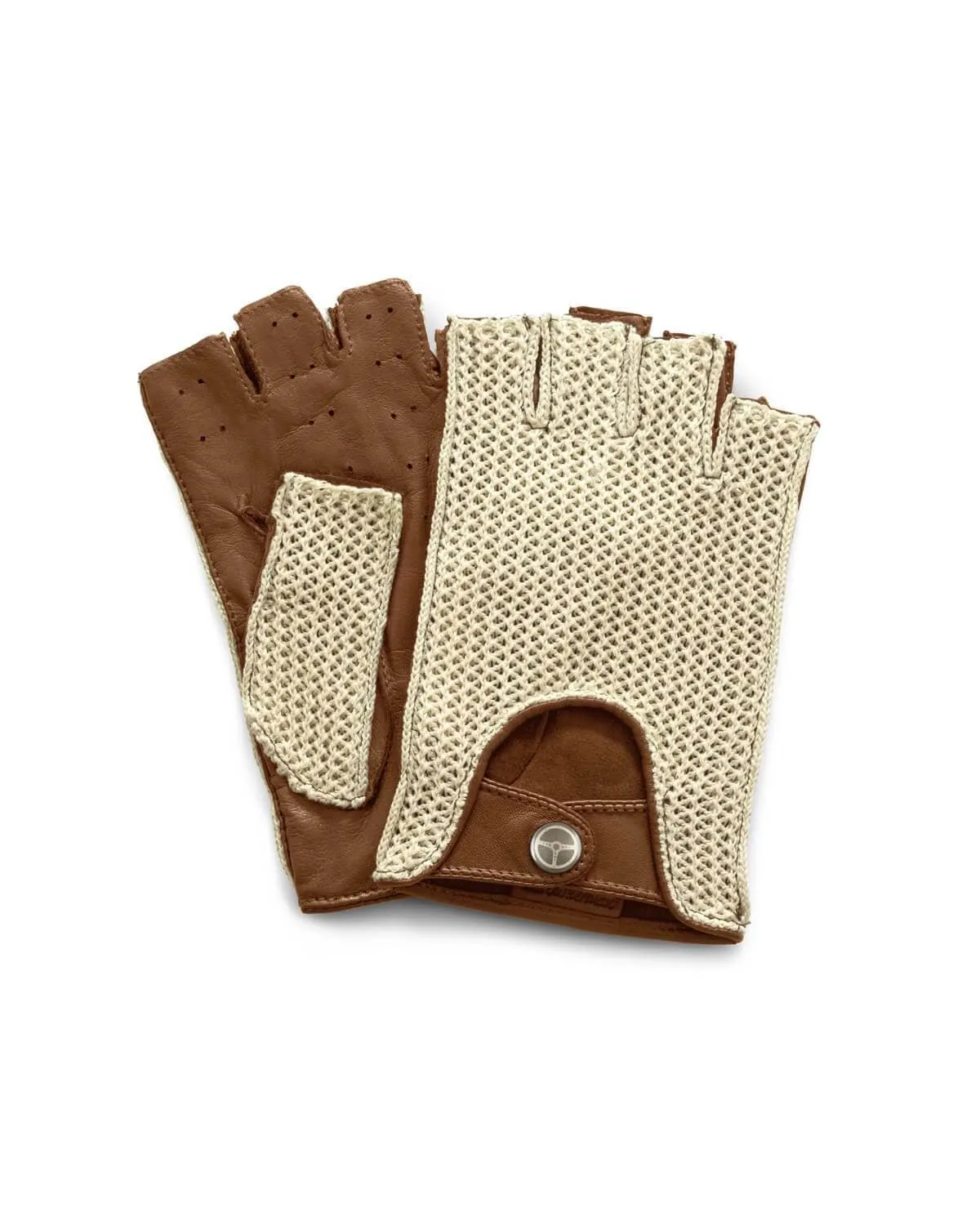 HERITAGE - Fingerless Stringback Driving Gloves - Cognac