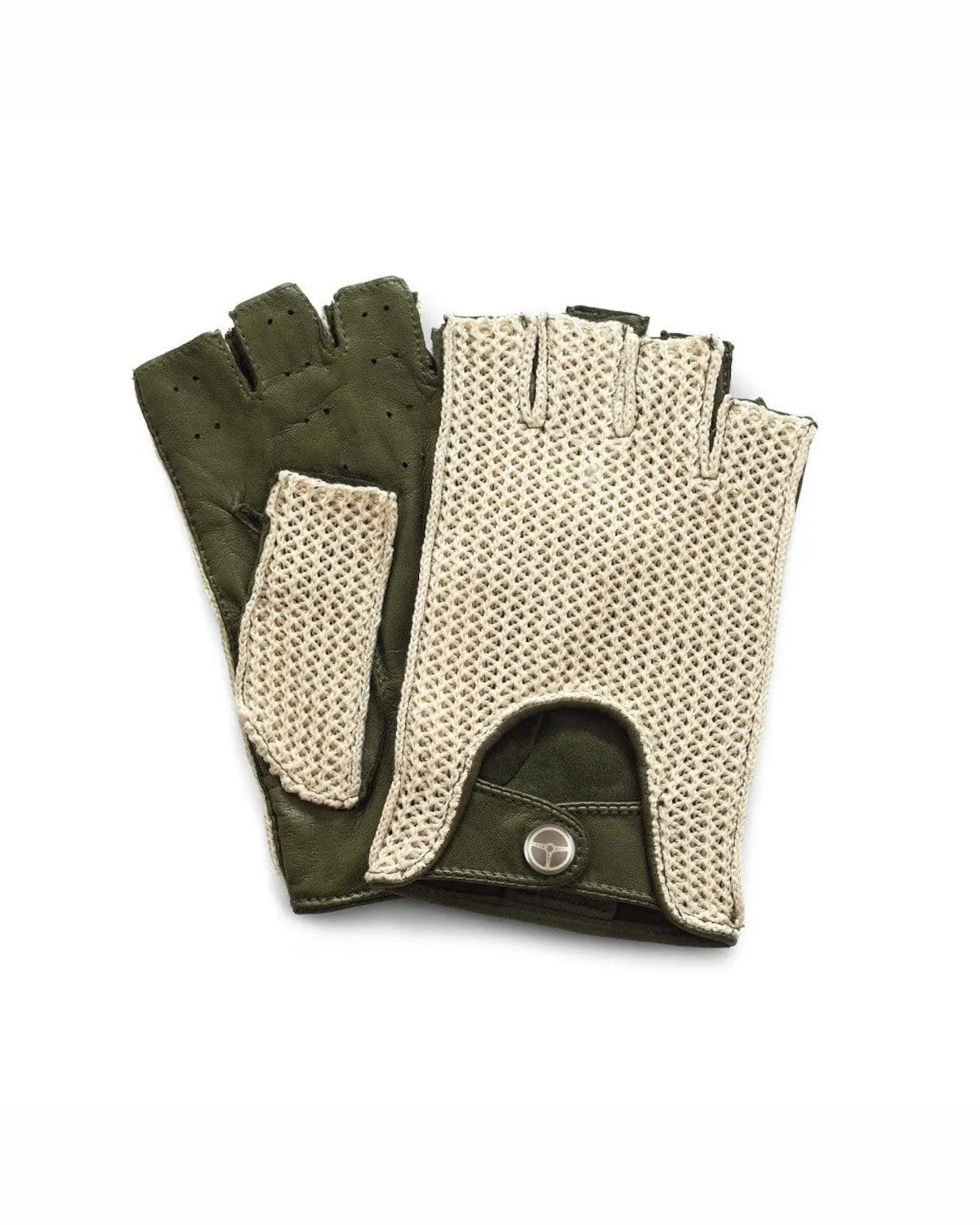 HERITAGE - Fingerless Stringback Driving Gloves - Olive