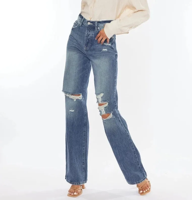 High Rise 90's Wide Leg Flare Jeans