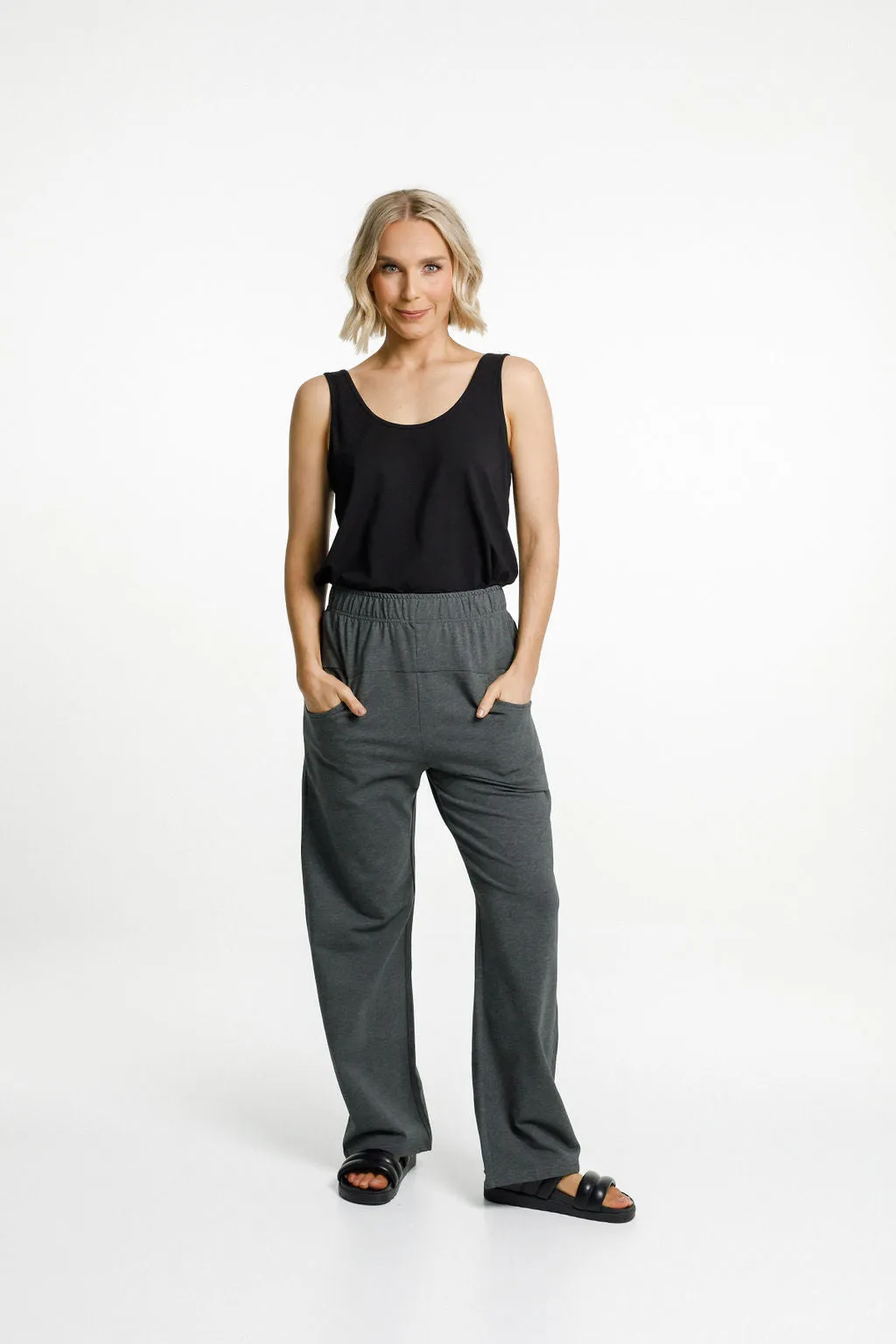 Home-Lee Avenue Pants - Charcoal with White X