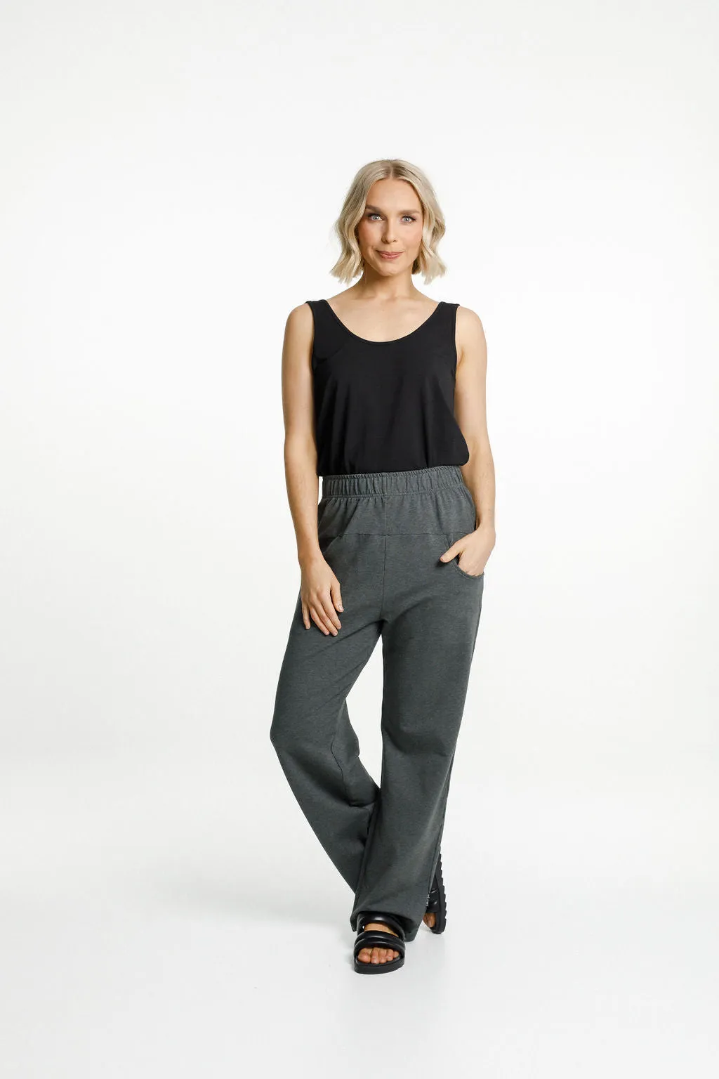 Home-Lee Avenue Pants - Charcoal with White X