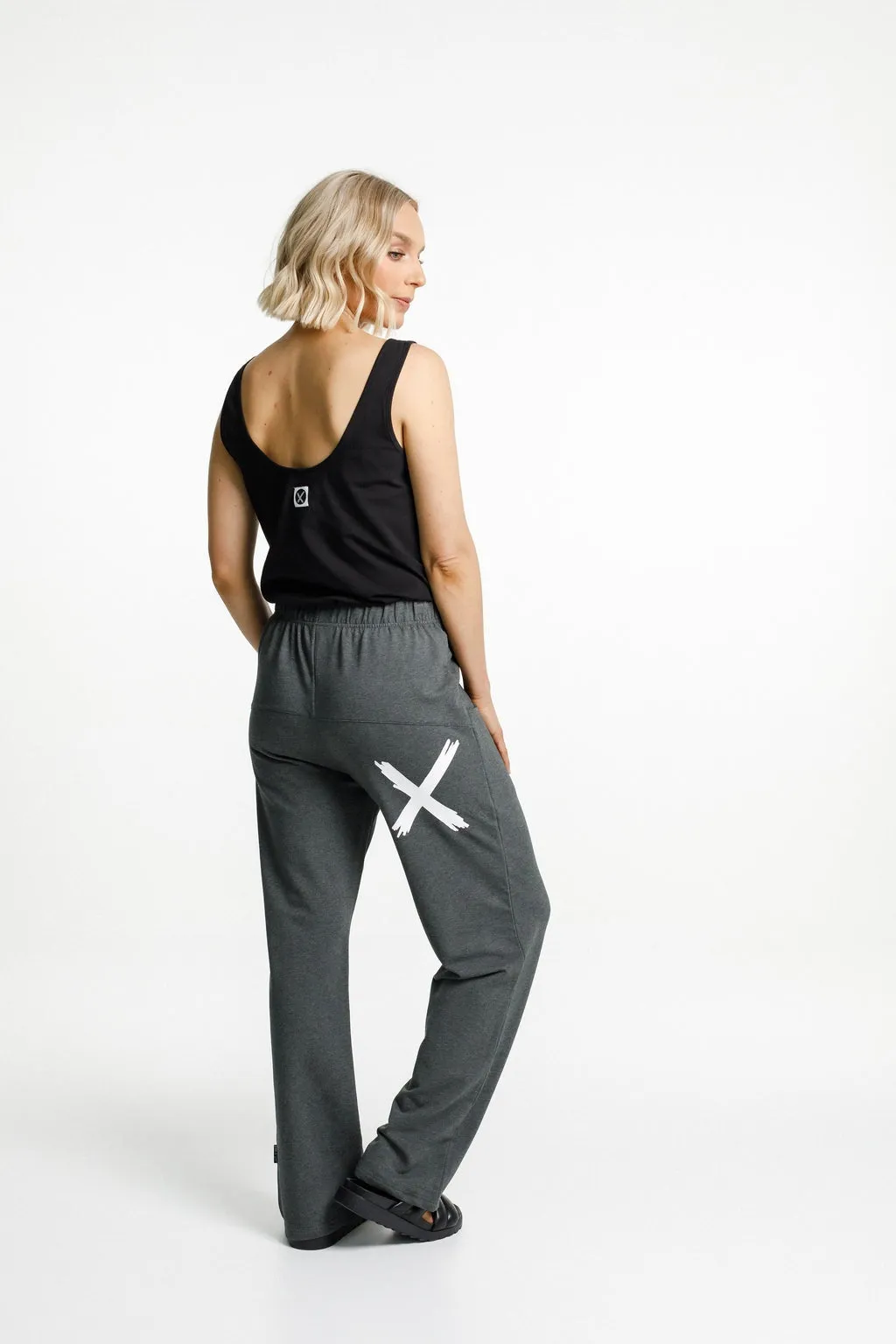 Home-Lee Avenue Pants - Charcoal with White X