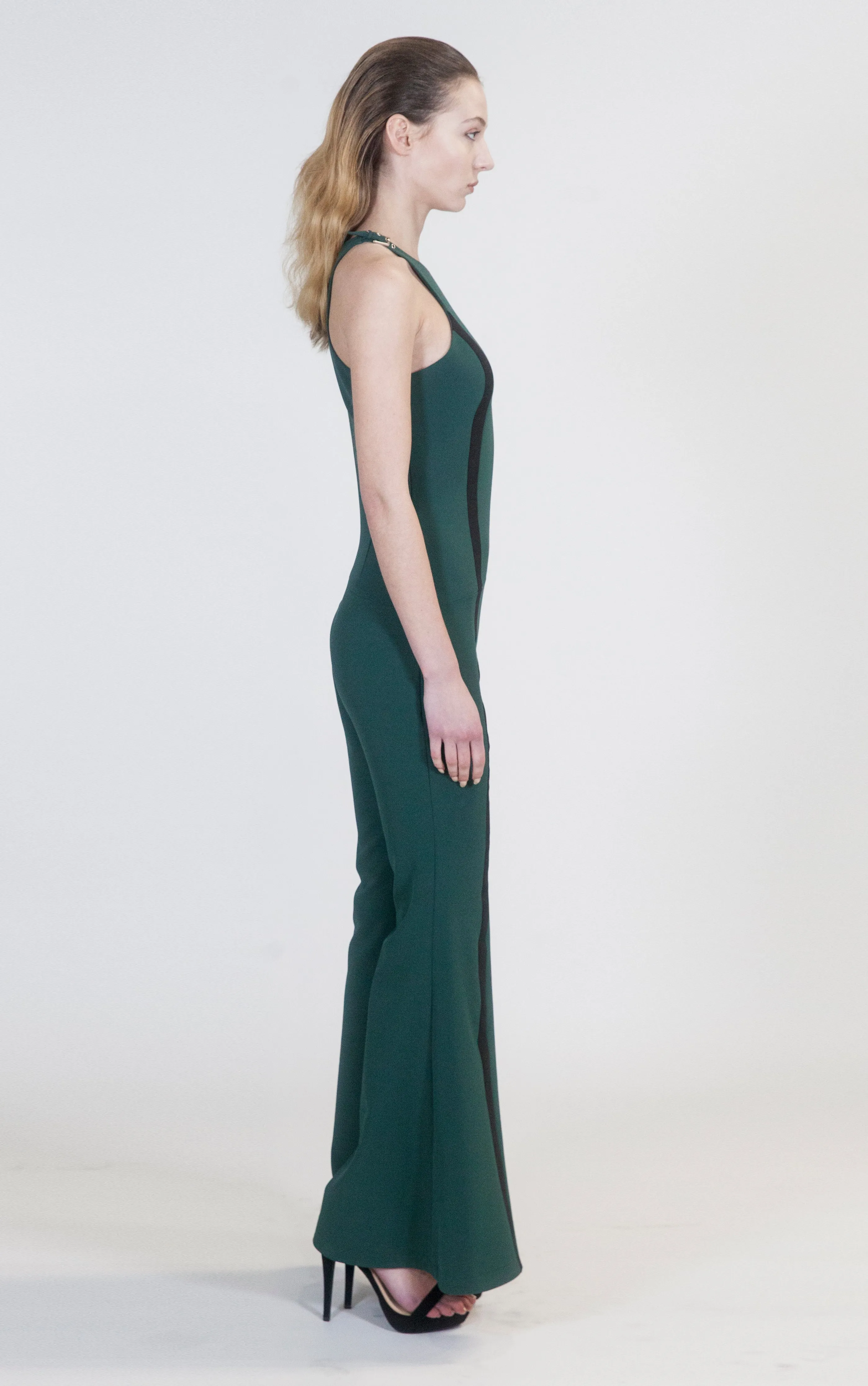 Hunter Green Wide Leg Veruschka Jumpsuit