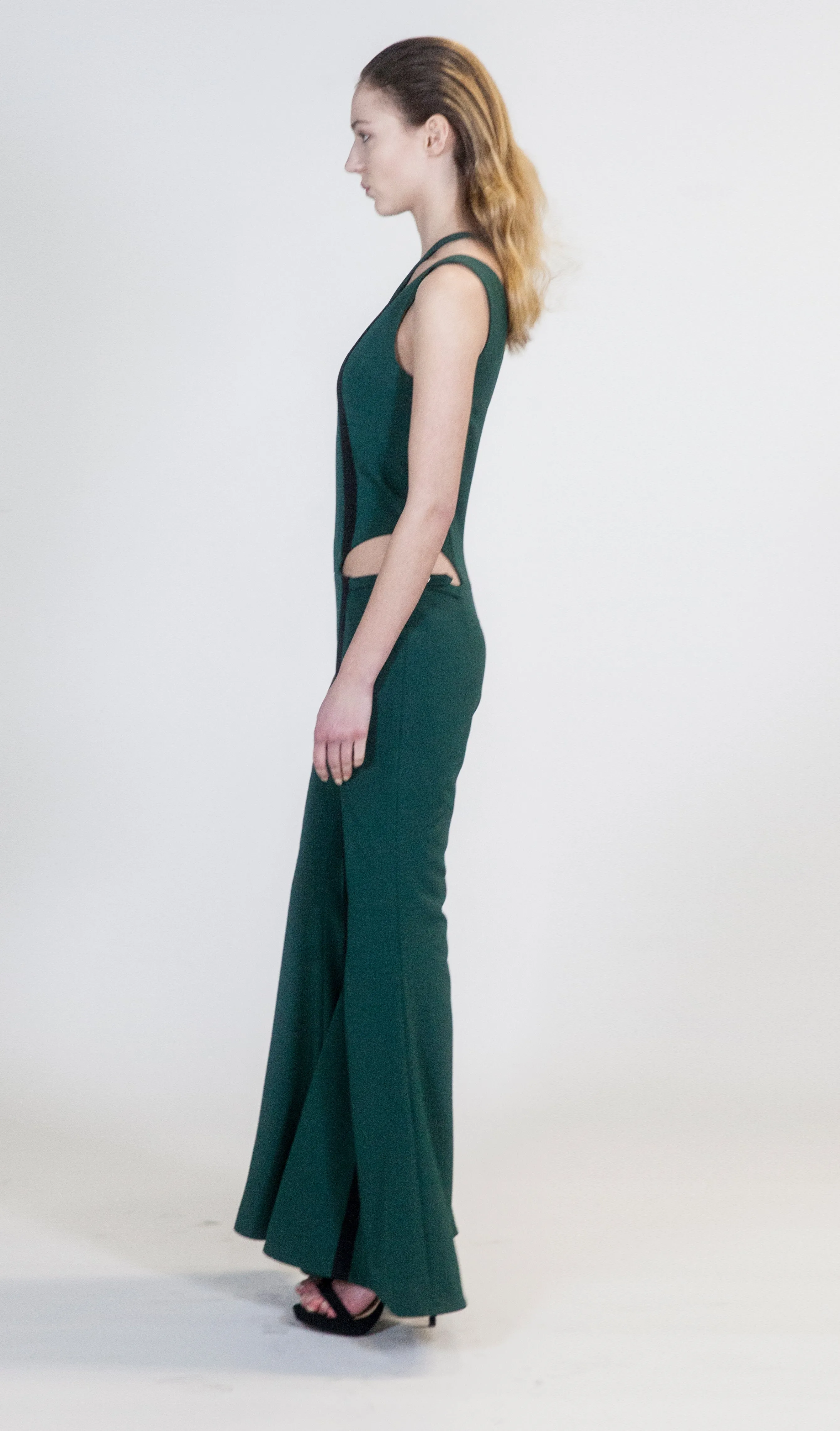 Hunter Green Wide Leg Veruschka Jumpsuit