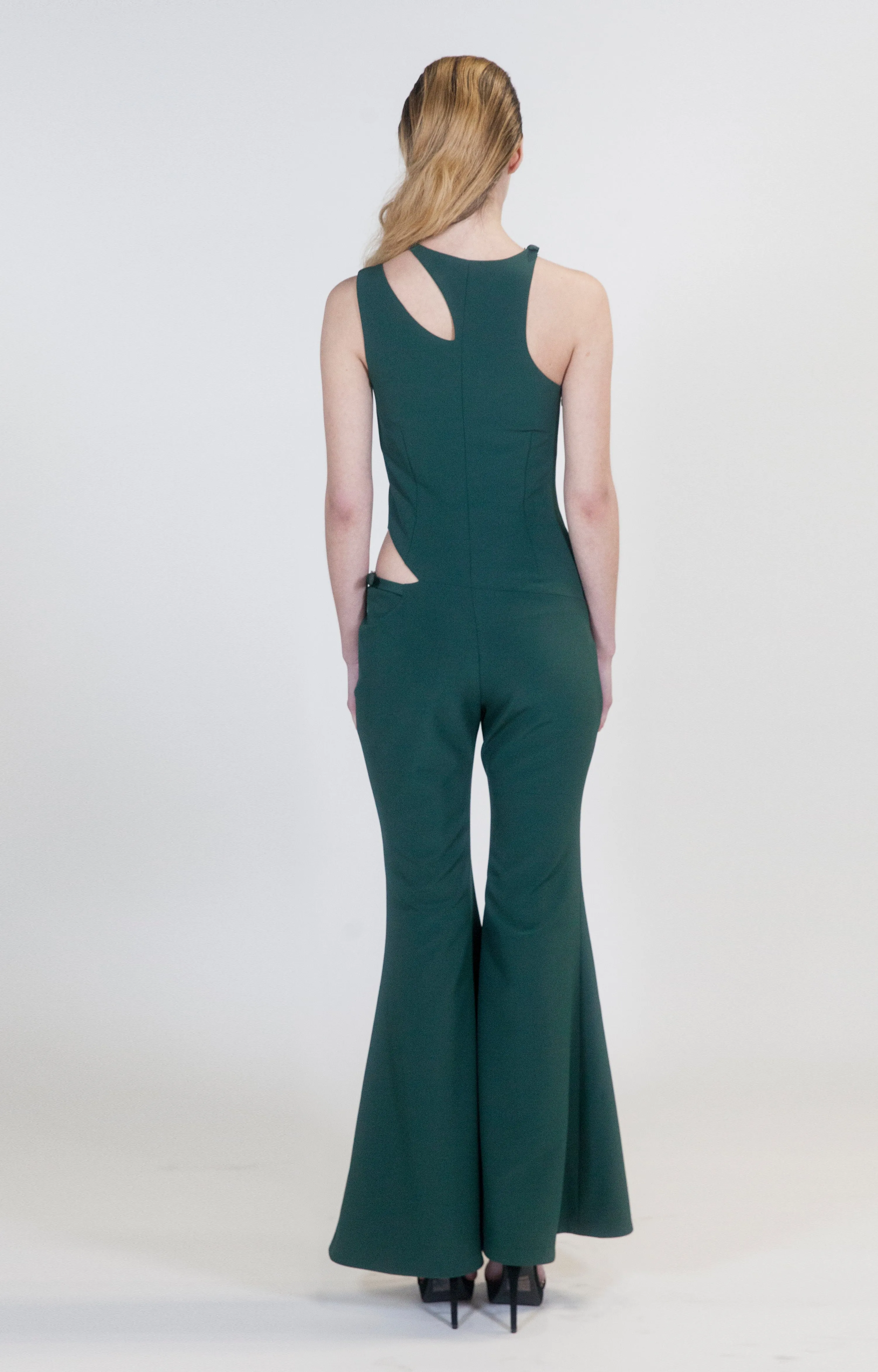 Hunter Green Wide Leg Veruschka Jumpsuit