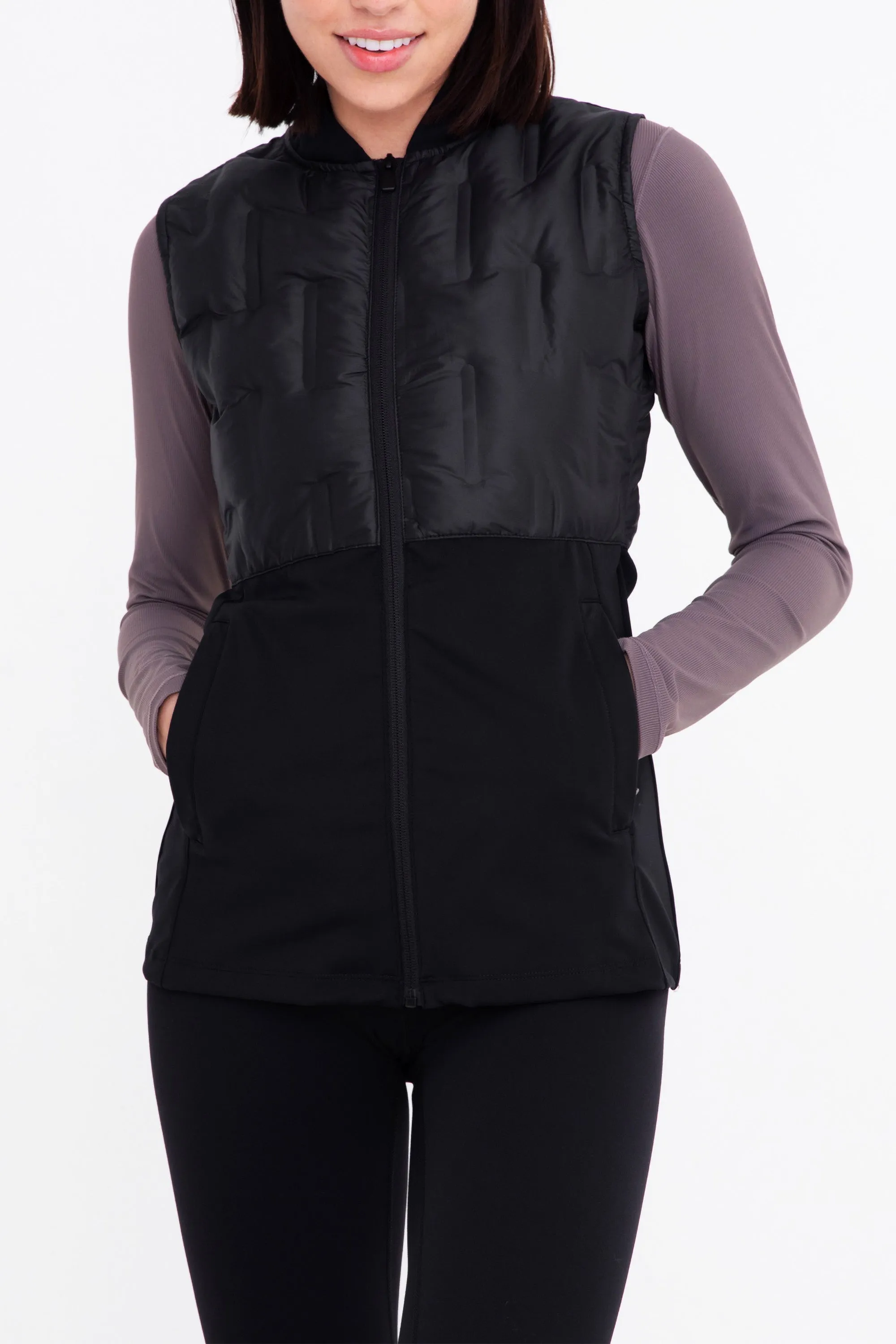 Hybrid Jersey Vest - Quilted Detailing - Black