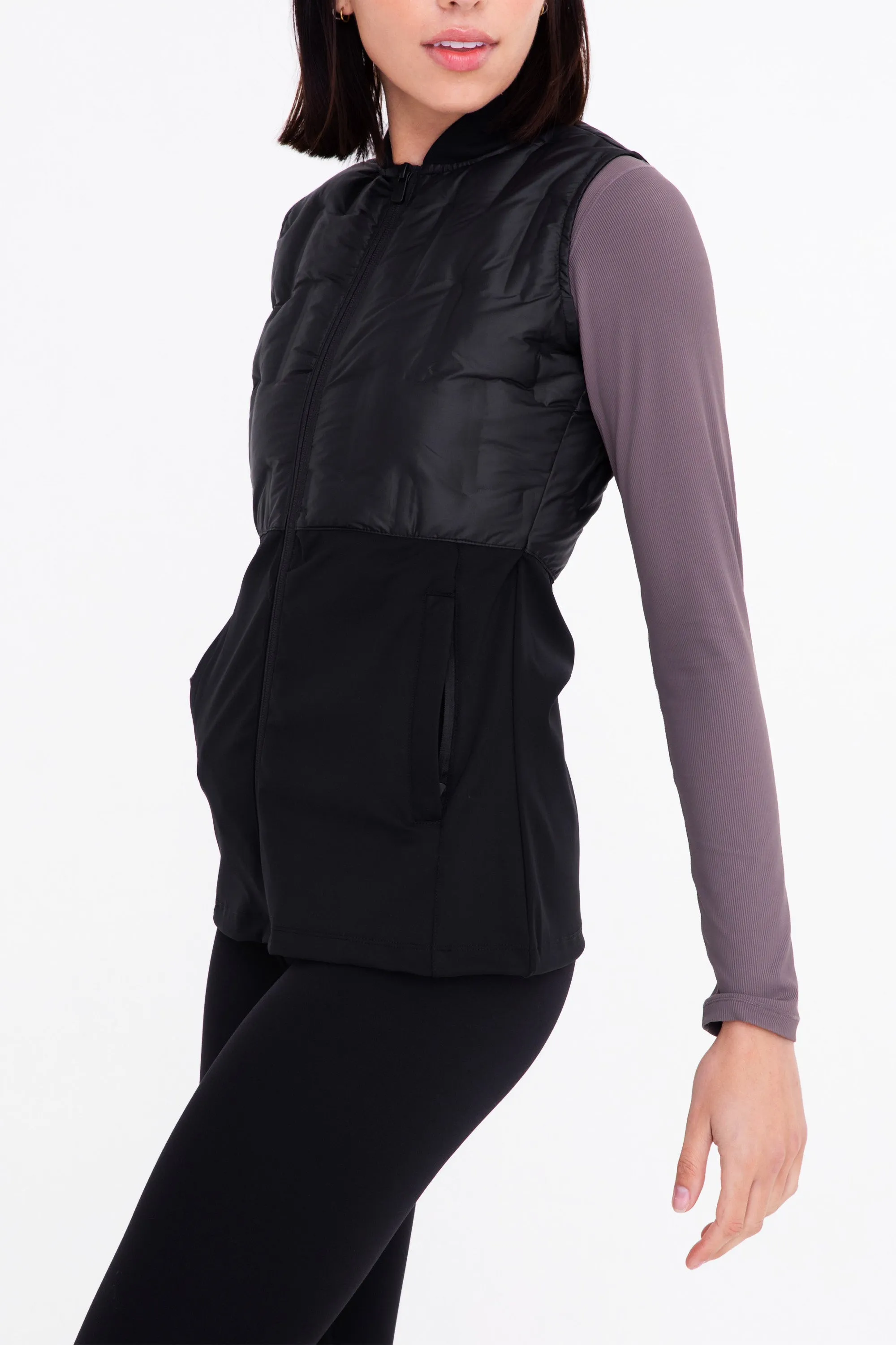 Hybrid Jersey Vest - Quilted Detailing - Black