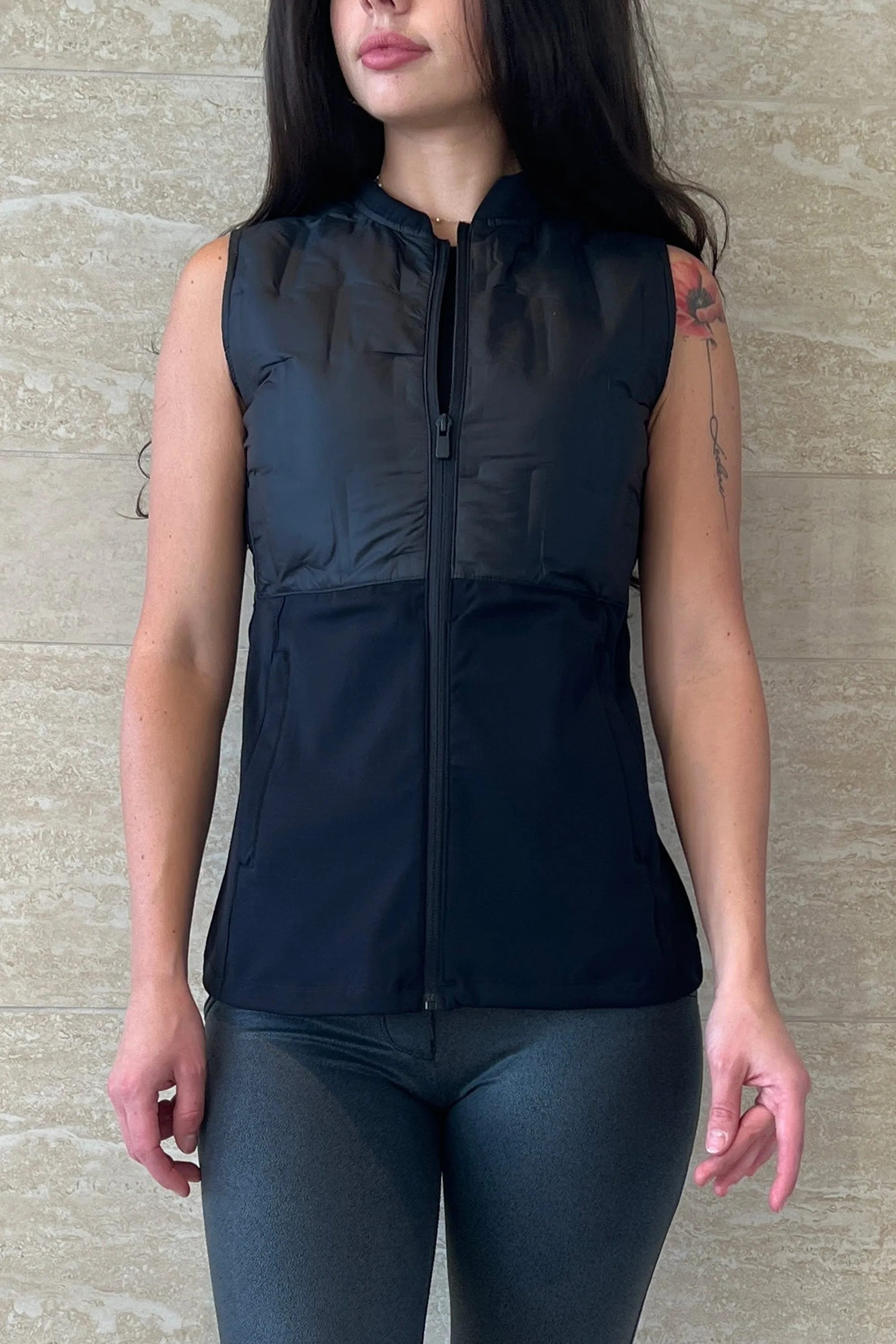 Hybrid Jersey Vest - Quilted Detailing - Black