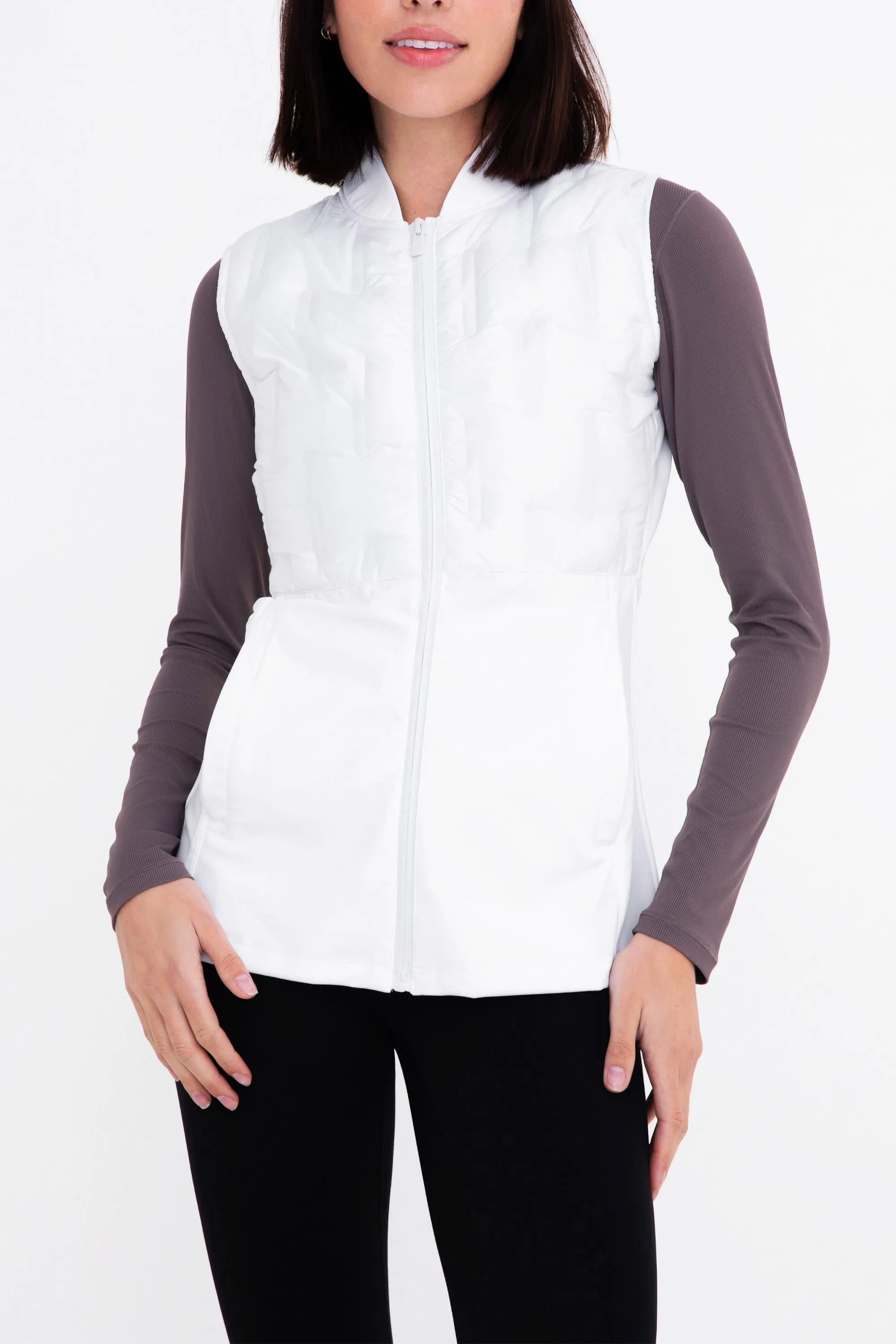 Hybrid Jersey Vest - Quilted Detailing - White