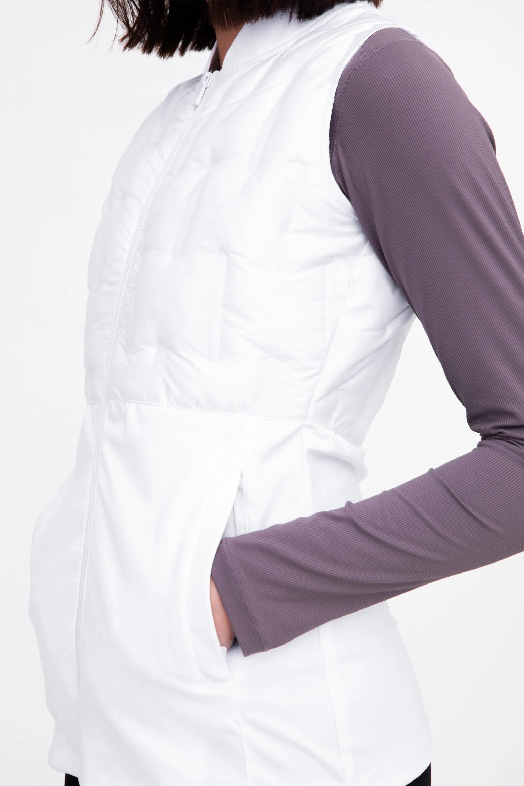 Hybrid Jersey Vest - Quilted Detailing - White