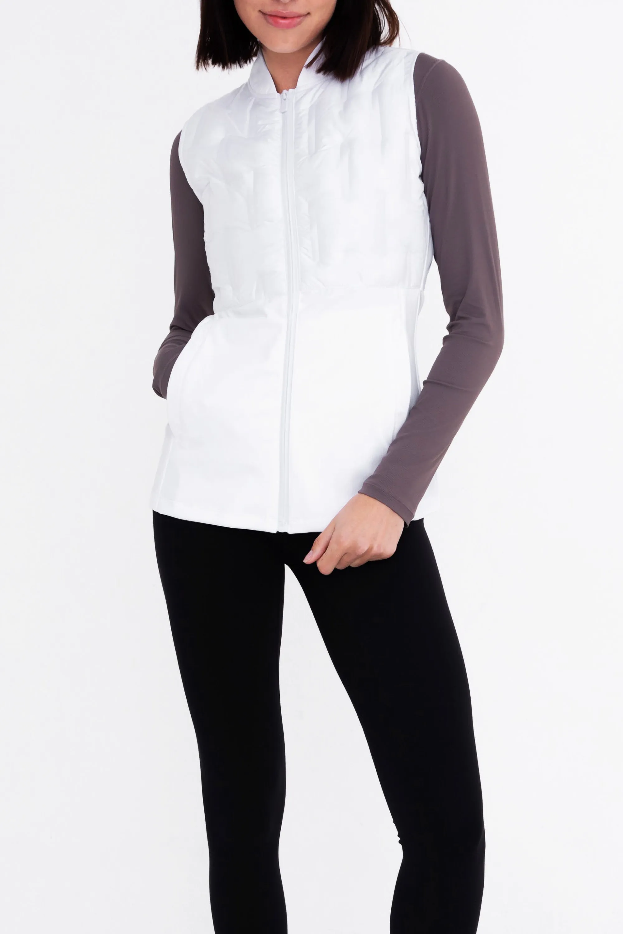 Hybrid Jersey Vest - Quilted Detailing - White