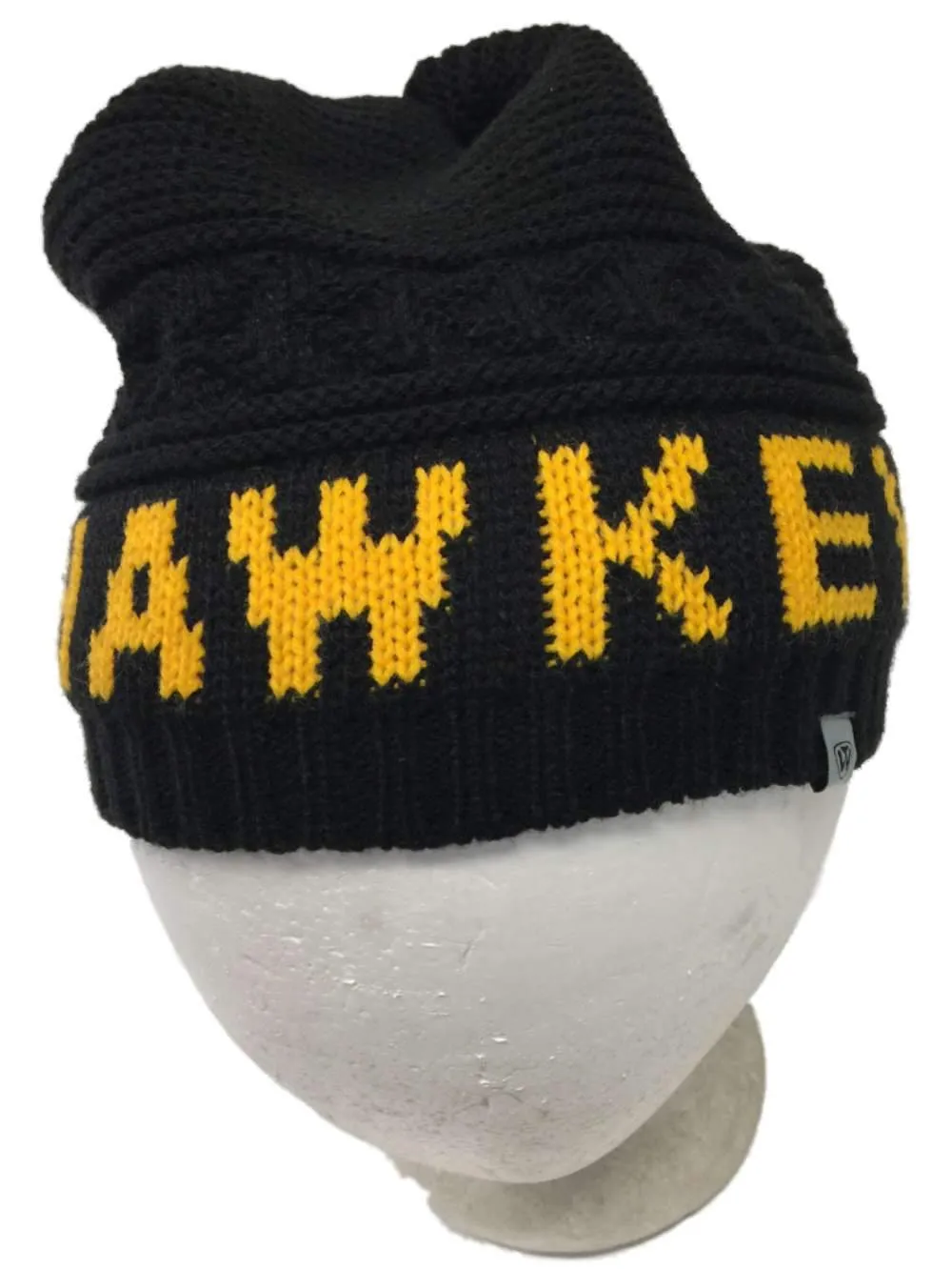 Iowa Hawkeyes TOW Black Leisure Knit Slouchy Hipster Hanging Beanie Hat Cap