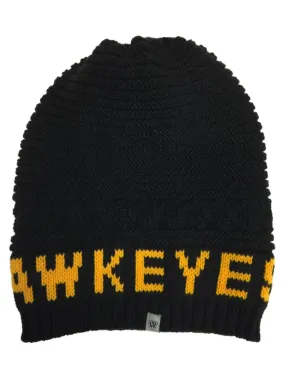 Iowa Hawkeyes TOW Black Leisure Knit Slouchy Hipster Hanging Beanie Hat Cap