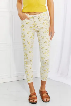 Judy Blue Full Size Golden Meadow Floral Skinny Jeans