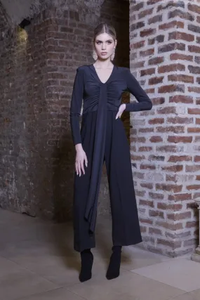 Jumpsuit with Gathered Bust in Black