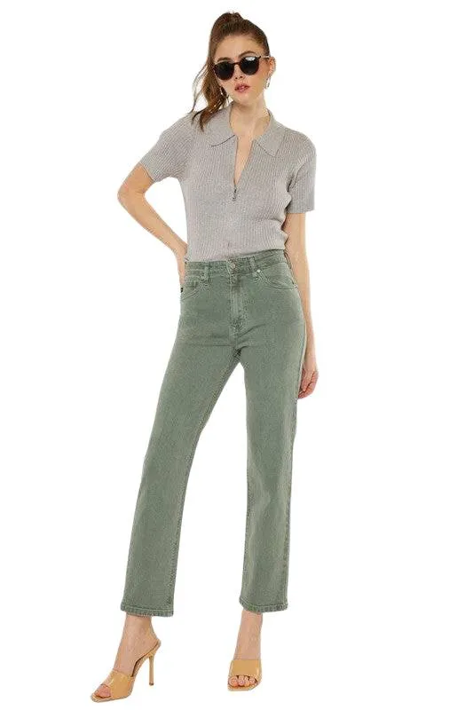 Kancan Olive Ultra High Rise Straight Jeans