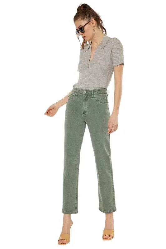 Kancan Olive Ultra High Rise Straight Jeans