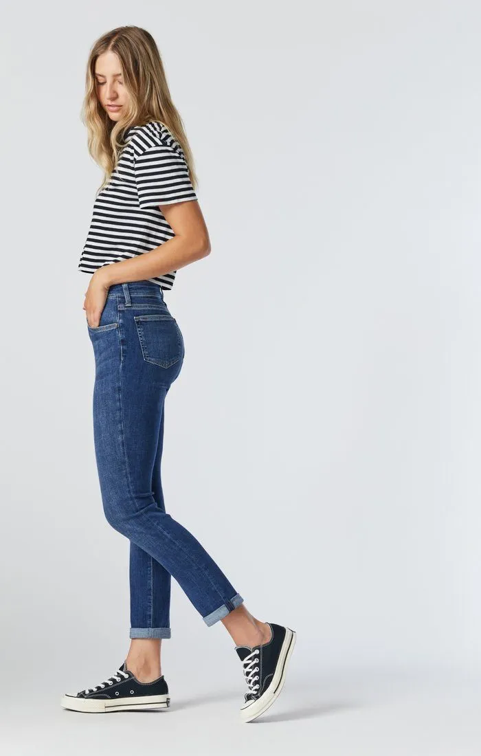 KATHLEEN SLIM BOYFRIEND JEANS IN MID FEATHER BLUE