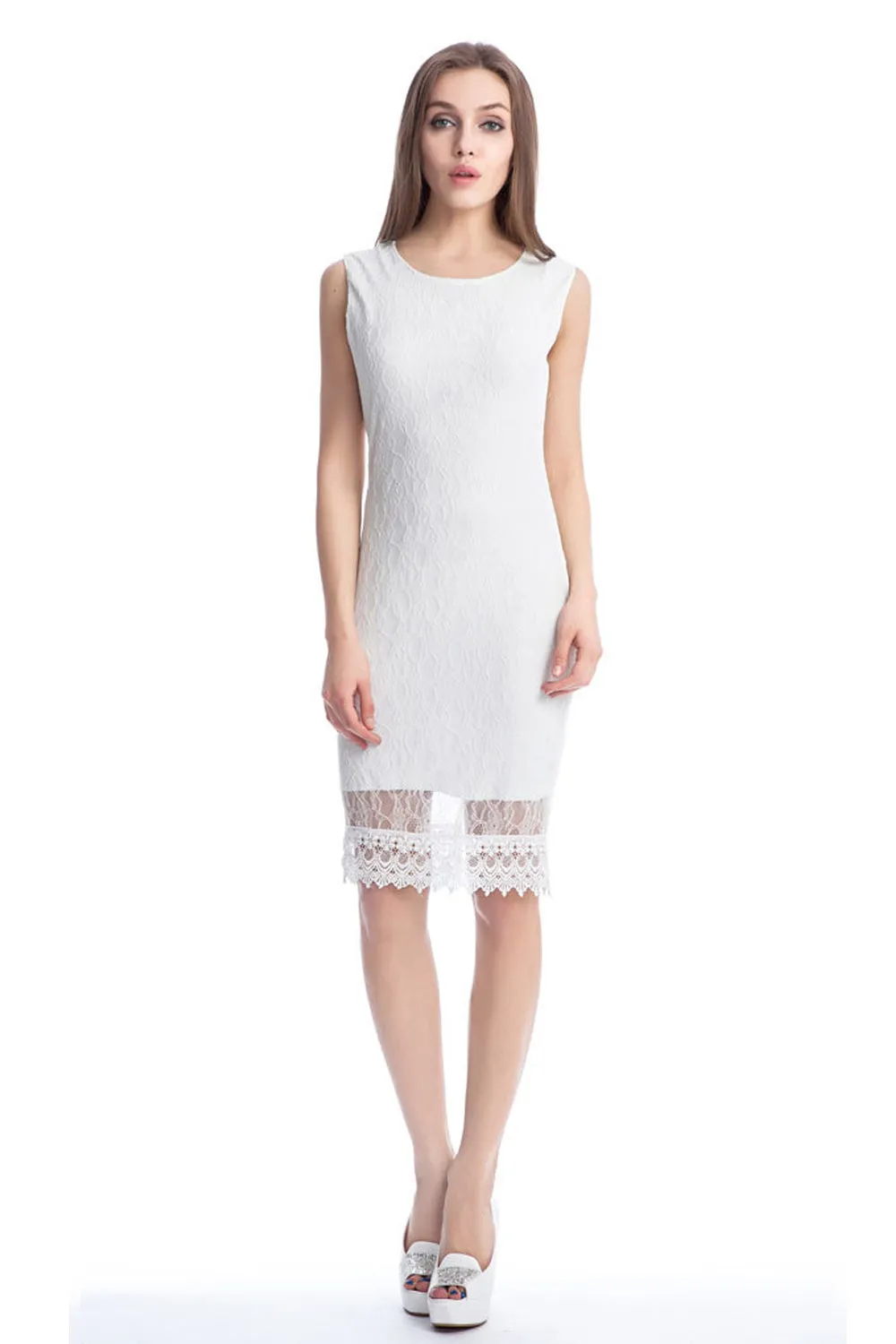 Ketty More Women Midi Bodycon Dress White-KMWD001