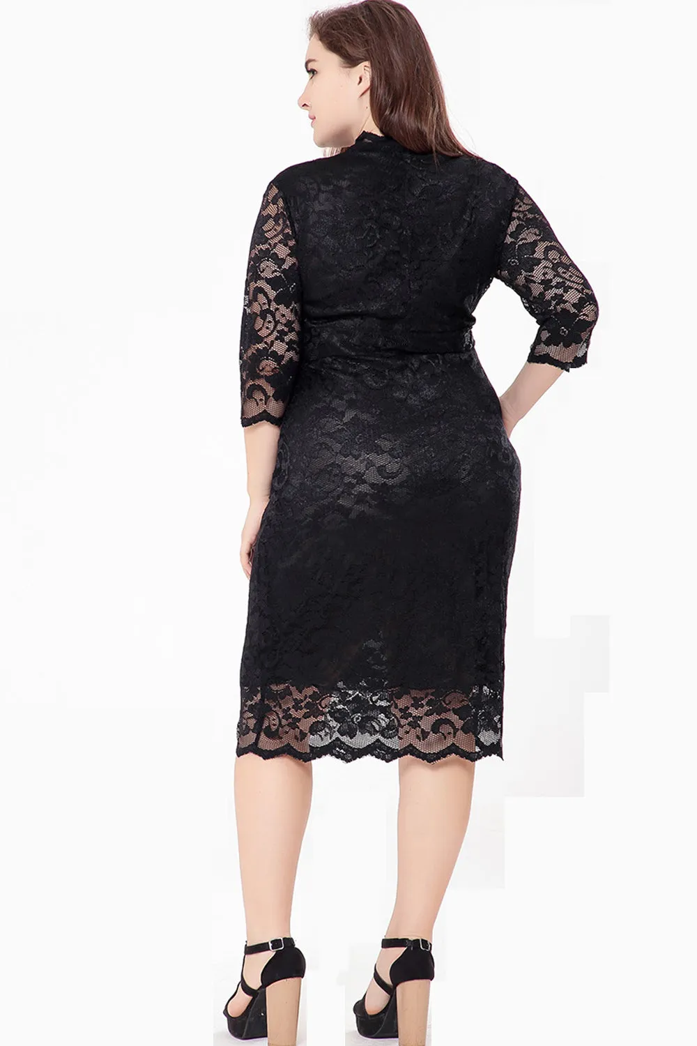 Ketty More Women Plus Size Hollow Out Lace Dress-KMWD116