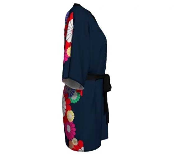 Kiku Floral Pattern Kimono Robe - Womens