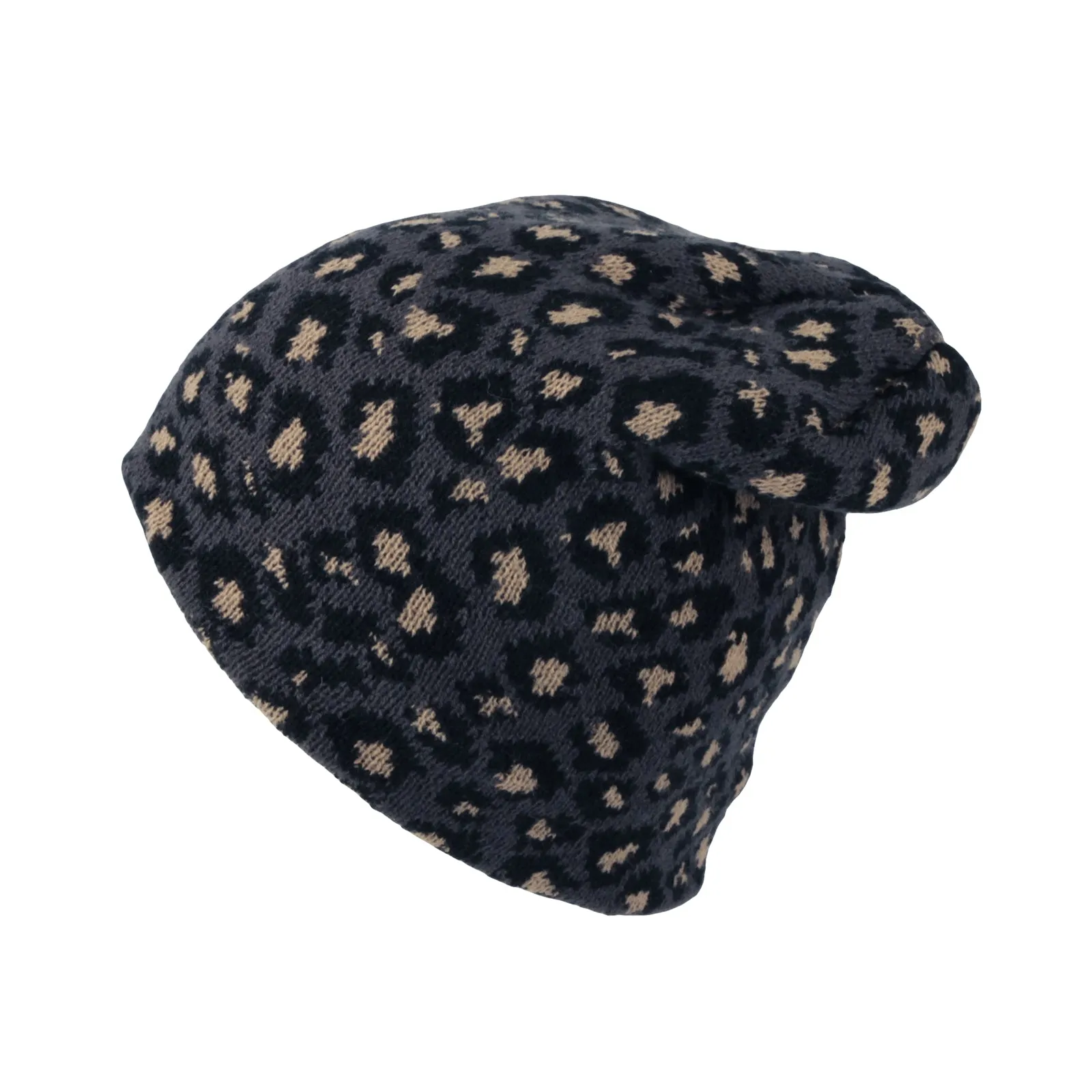 Knitted Beanie Leopard Pattern Hat Soft Warm Watch Cap XZ50073