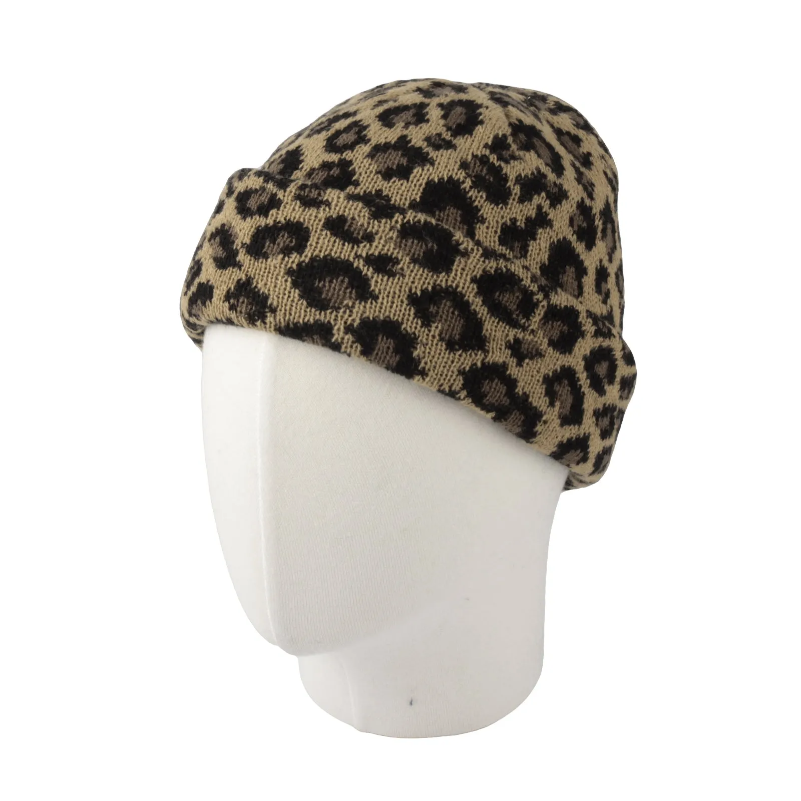 Knitted Beanie Leopard Pattern Hat Soft Warm Watch Cap XZ50073