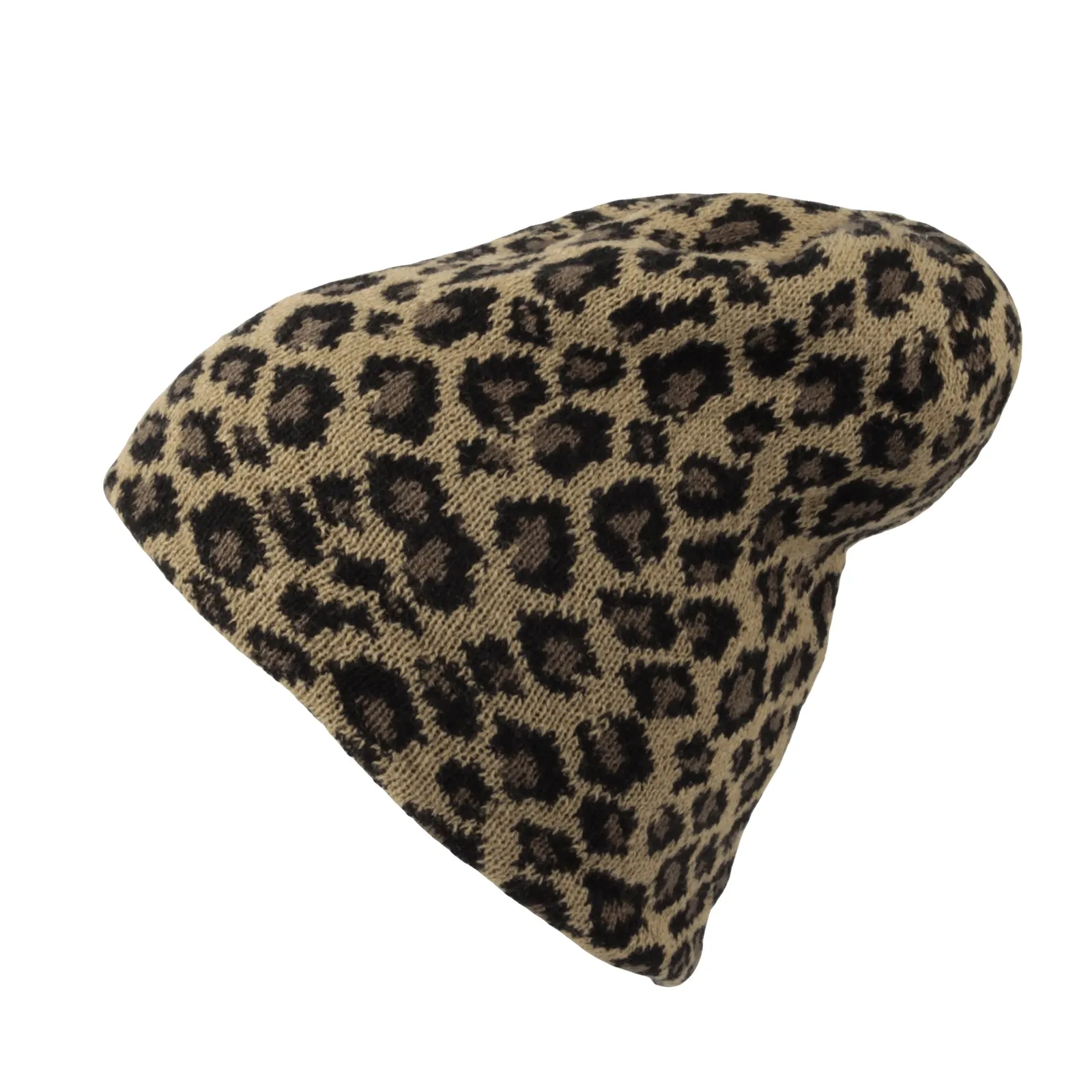 Knitted Beanie Leopard Pattern Hat Soft Warm Watch Cap XZ50073