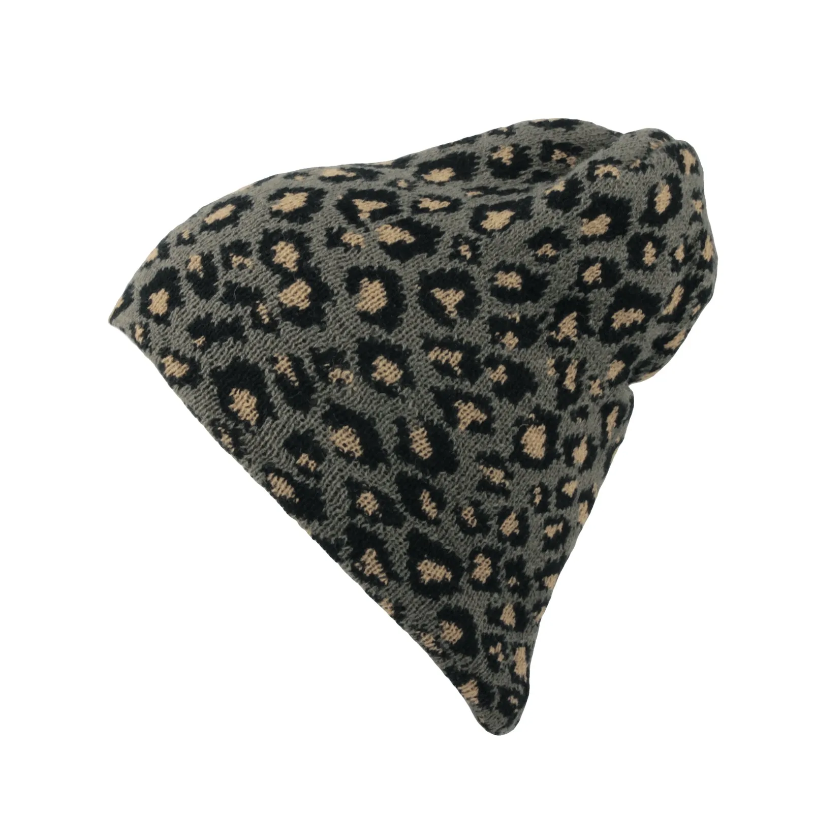 Knitted Beanie Leopard Pattern Hat Soft Warm Watch Cap XZ50073