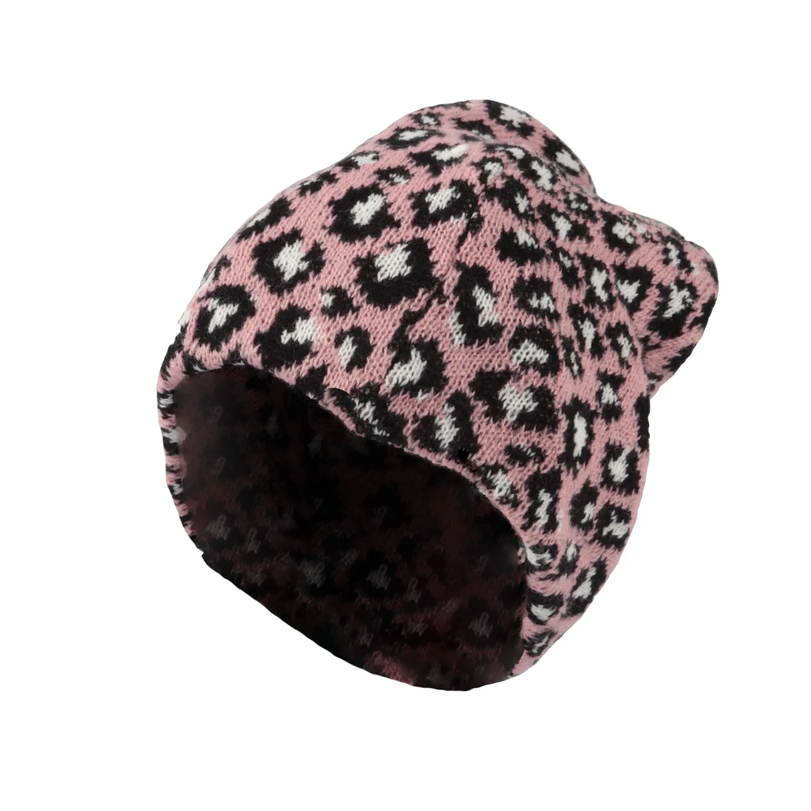 Knitted Beanie Leopard Pattern Hat Soft Warm Watch Cap XZ50073