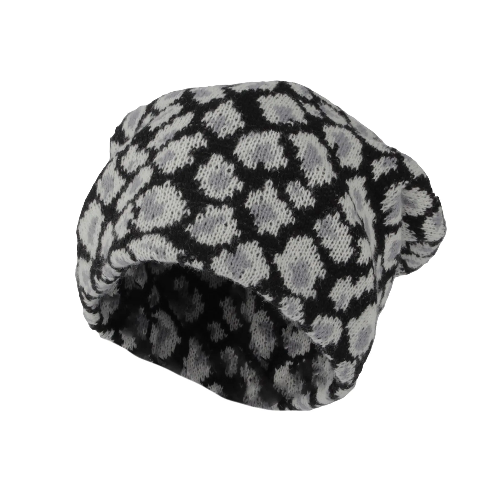 Knitted Beanie Leopard Pattern Hat Soft Warm Watch Cap XZ50073